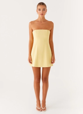 Honey Bow Mini Dress - Yellow