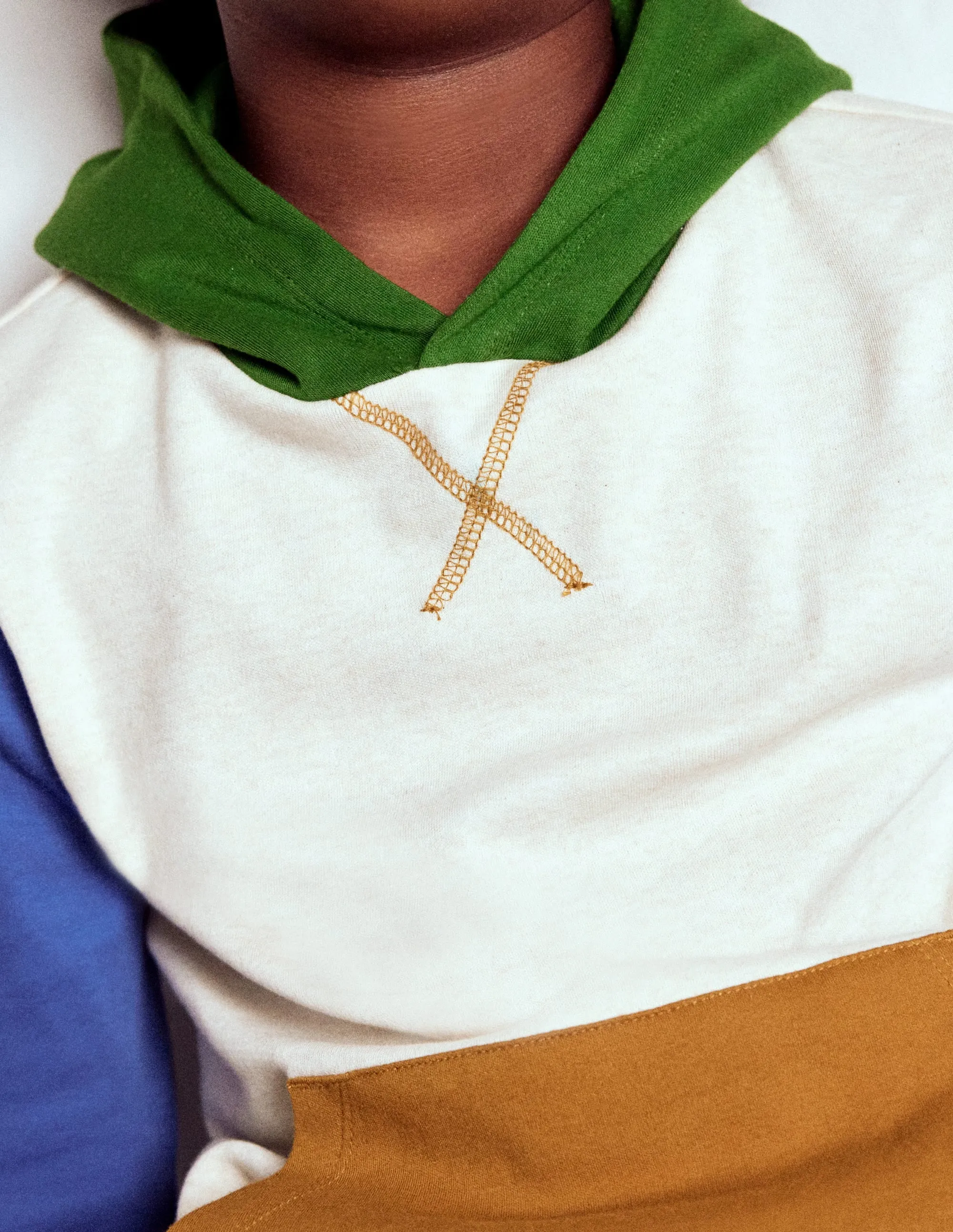 Hooded Mid-weight T-shirt-Oatmeal Marl/ Blue River Architectural Tailoring