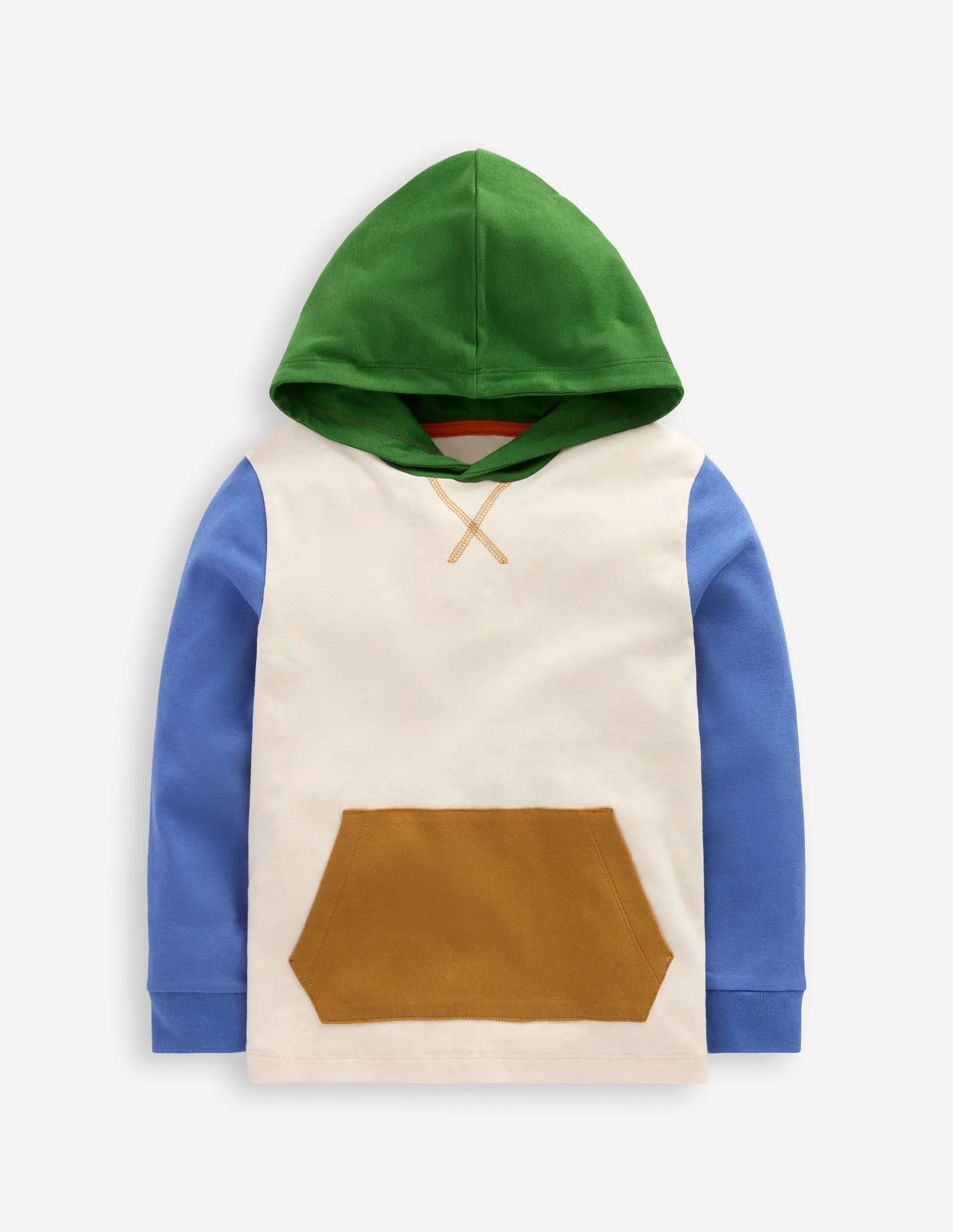 AllPurposeWear Hooded Mid-weight T-shirt-Oatmeal Marl/ Blue River