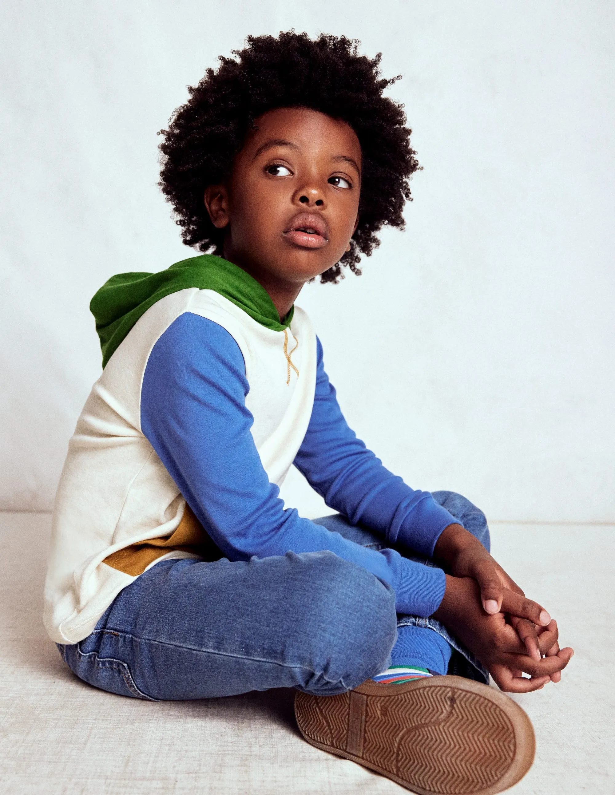 Hooded Mid-weight T-shirt-Oatmeal Marl/ Blue River Breathable mesh