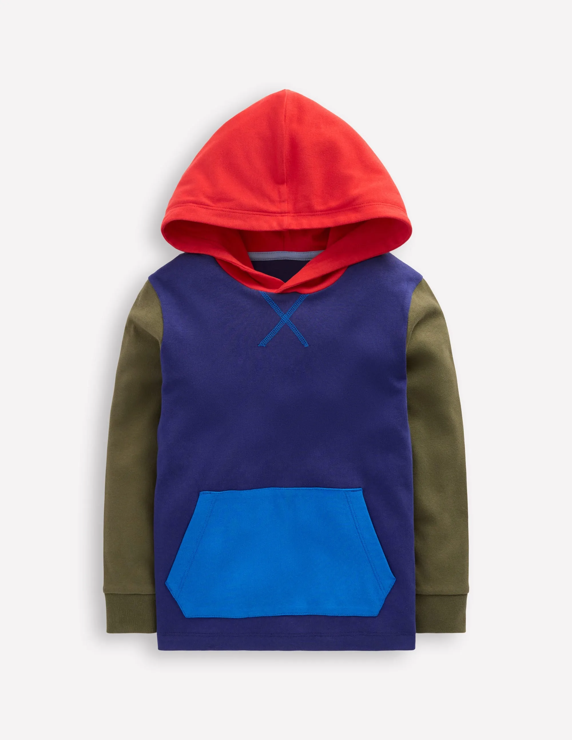 FlexibleSole Hooded Mid-weight T-shirt-Starboard Blue/ Woodland Green