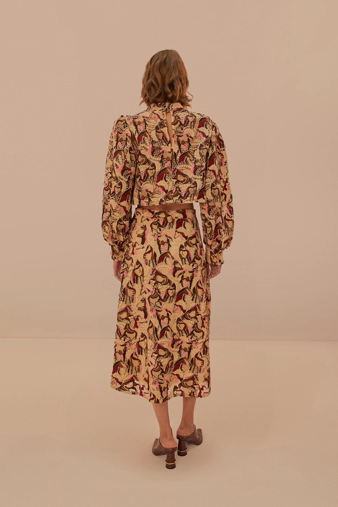 Horses Guipire Midi Skirt in Cream Breezy Outfit Easy Style