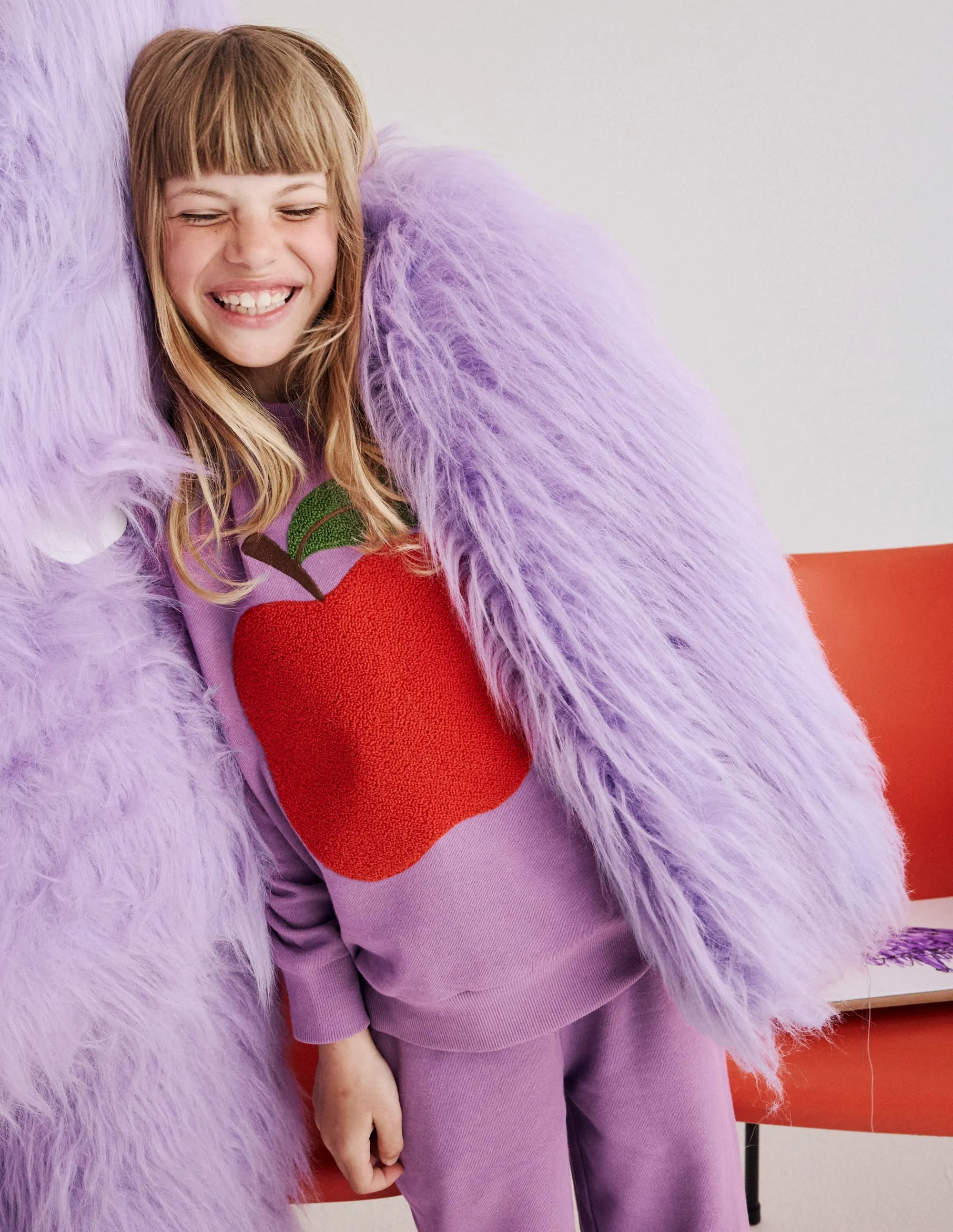 Breathable Yarn Composition Quick-Dry Fabric Bobbie Appliqu Sweatshirt-Aster Purple Apple