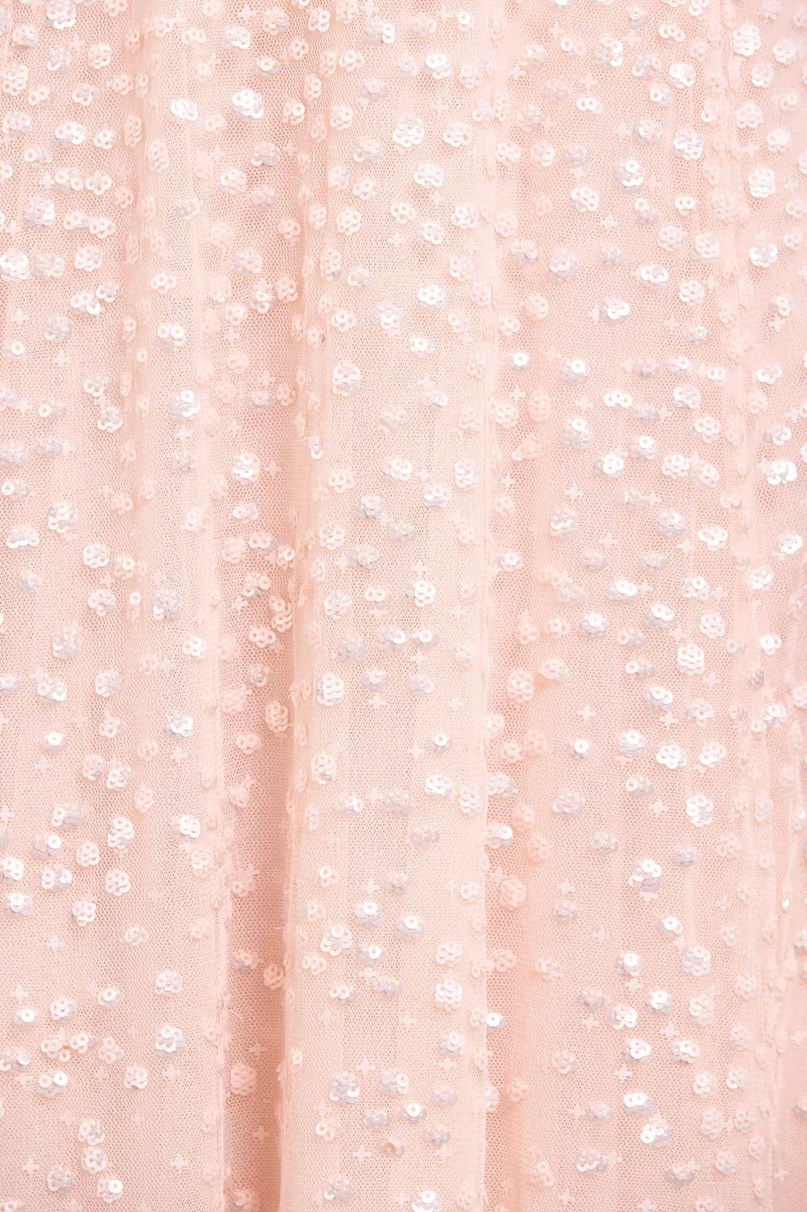 Joy Glow Smooth Tone Dappled Sequin Long Sleeve Ankle Gown