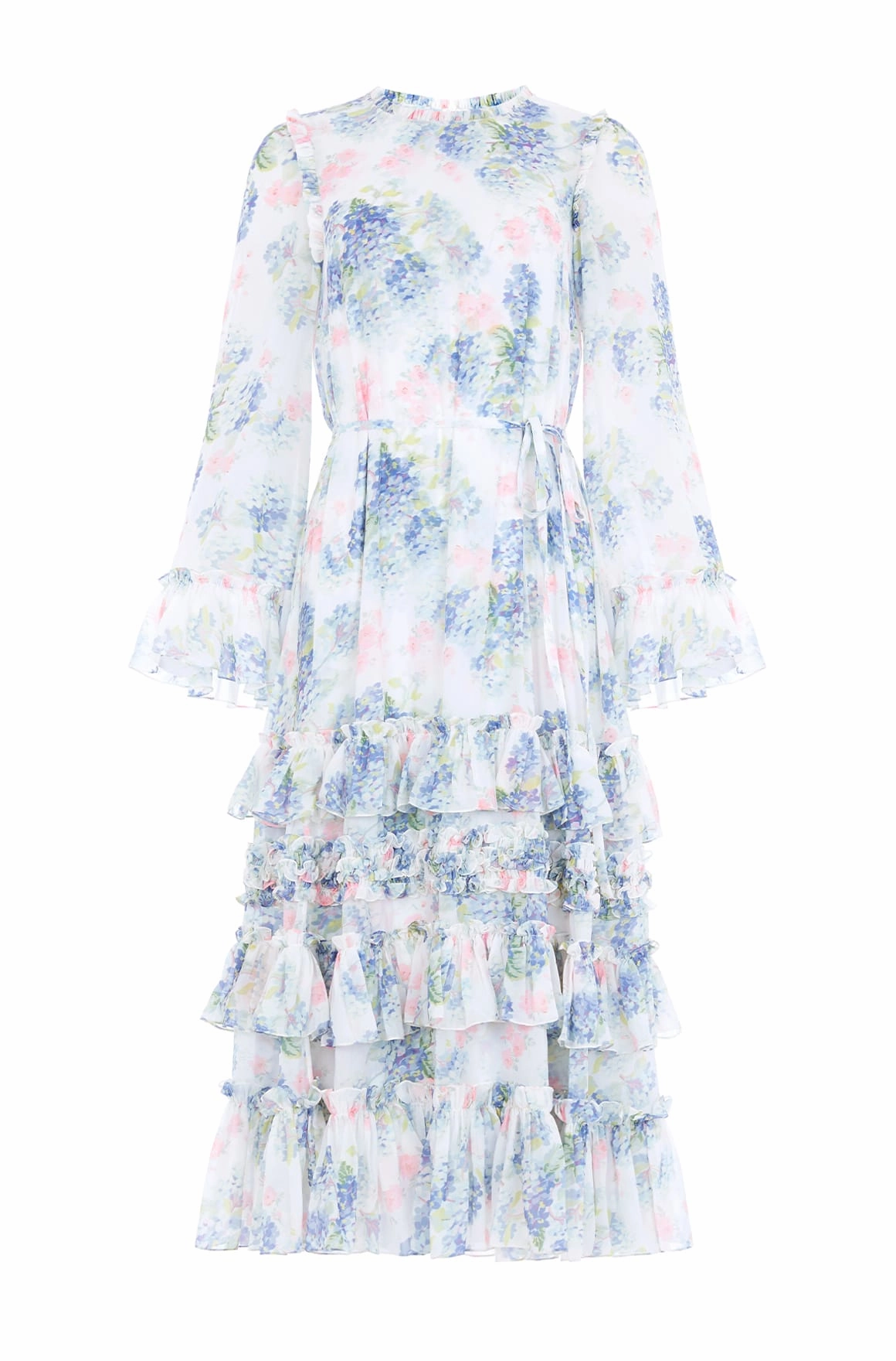 Hydrangea Chiffon Round Neck Ankle Gown Event Perfect