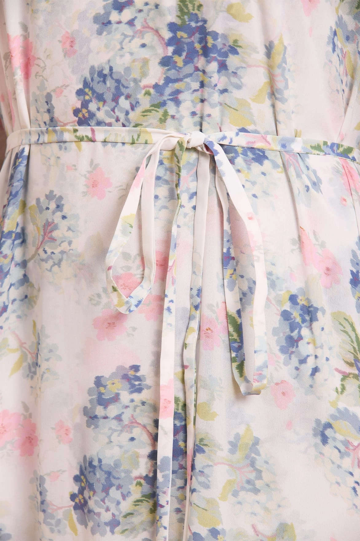 Hydrangea Chiffon Round Neck Ankle Gown Clean Texture Sleek Drape