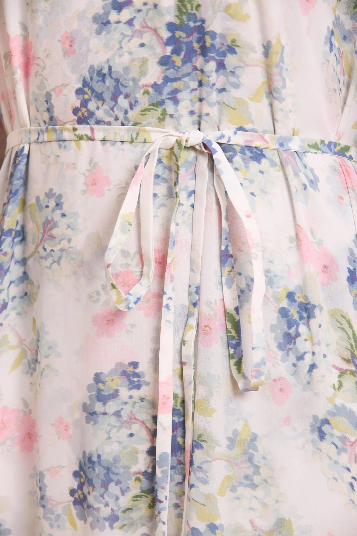 Hydrangea Chiffon Round Neck Ankle Gown Elegant Silhouette