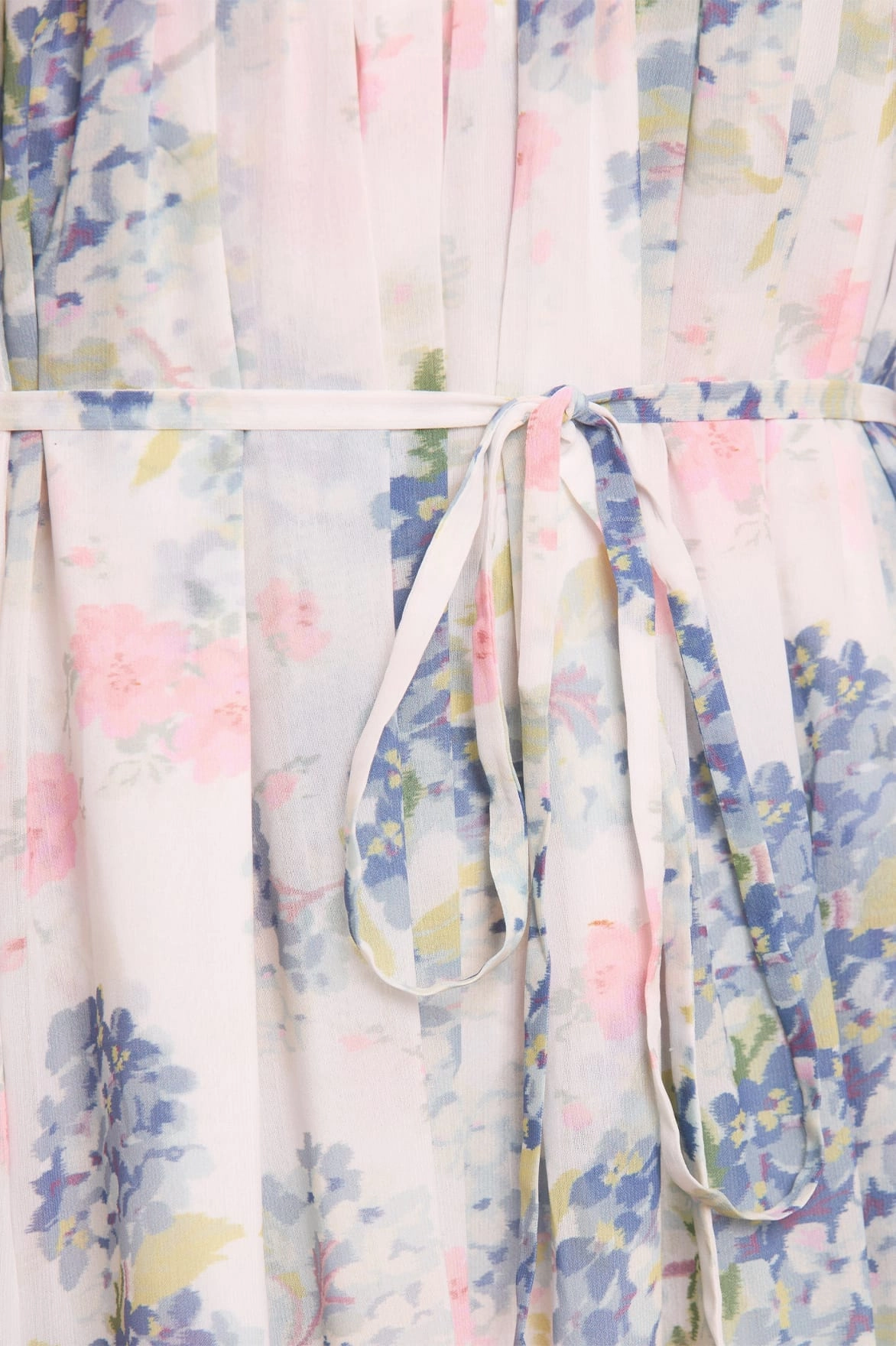 Soft-touch daywear Hydrangea Chiffon Round Neck Mini Dress