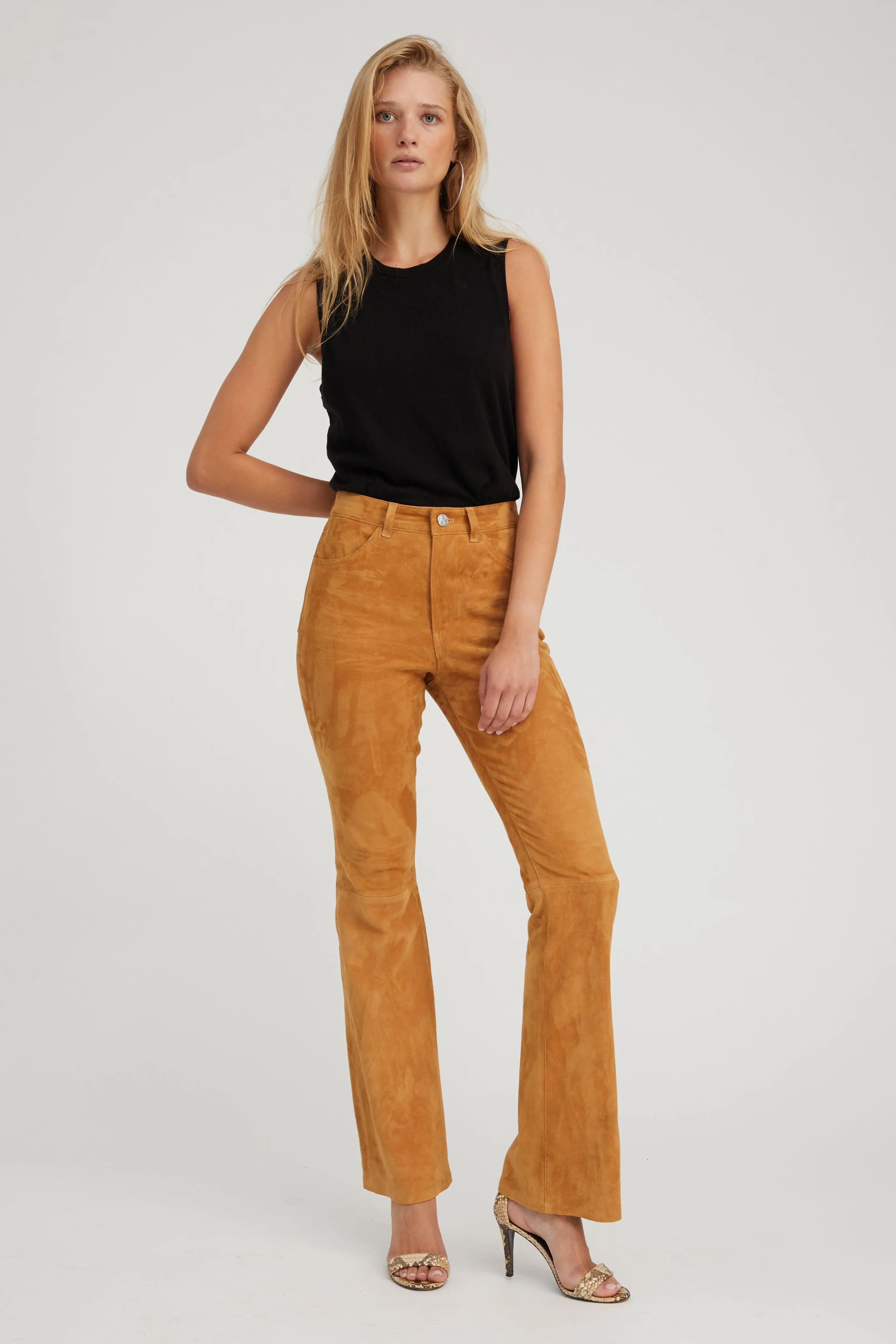 Stretch Support Fit Nutmeg Suede 5 Pocket Micro Flare Pants