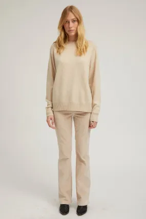 Laser Cut Edges Oat Corduroy Micro Flare Pants