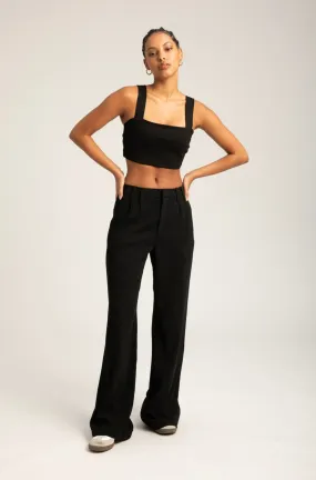 Black Micro Tube Top With Straps ReinforcedHem Comfort Cushion Neckline