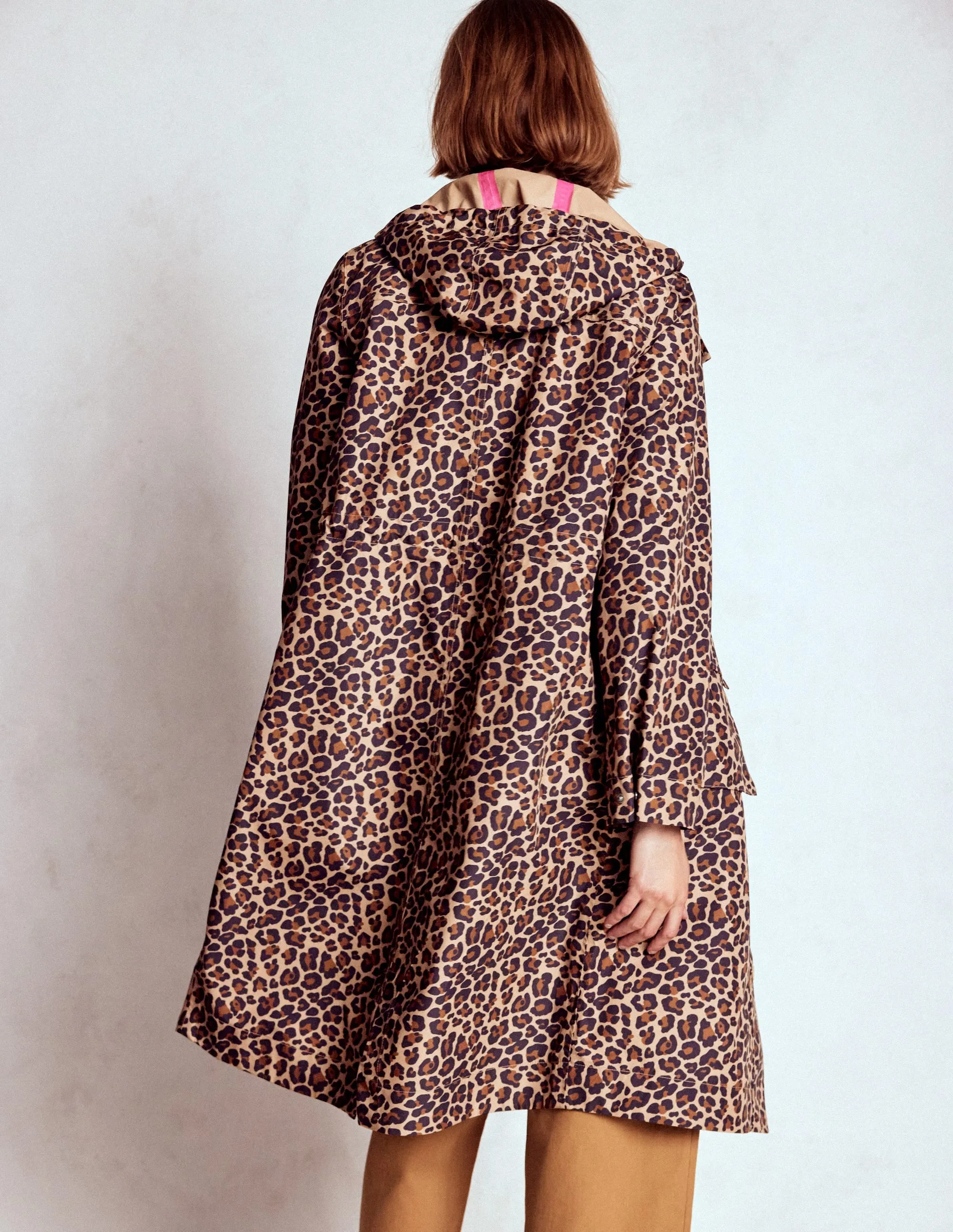 Longline Rain Mac-Multi, Cheetah Pop Double Layered Smart Weather Style