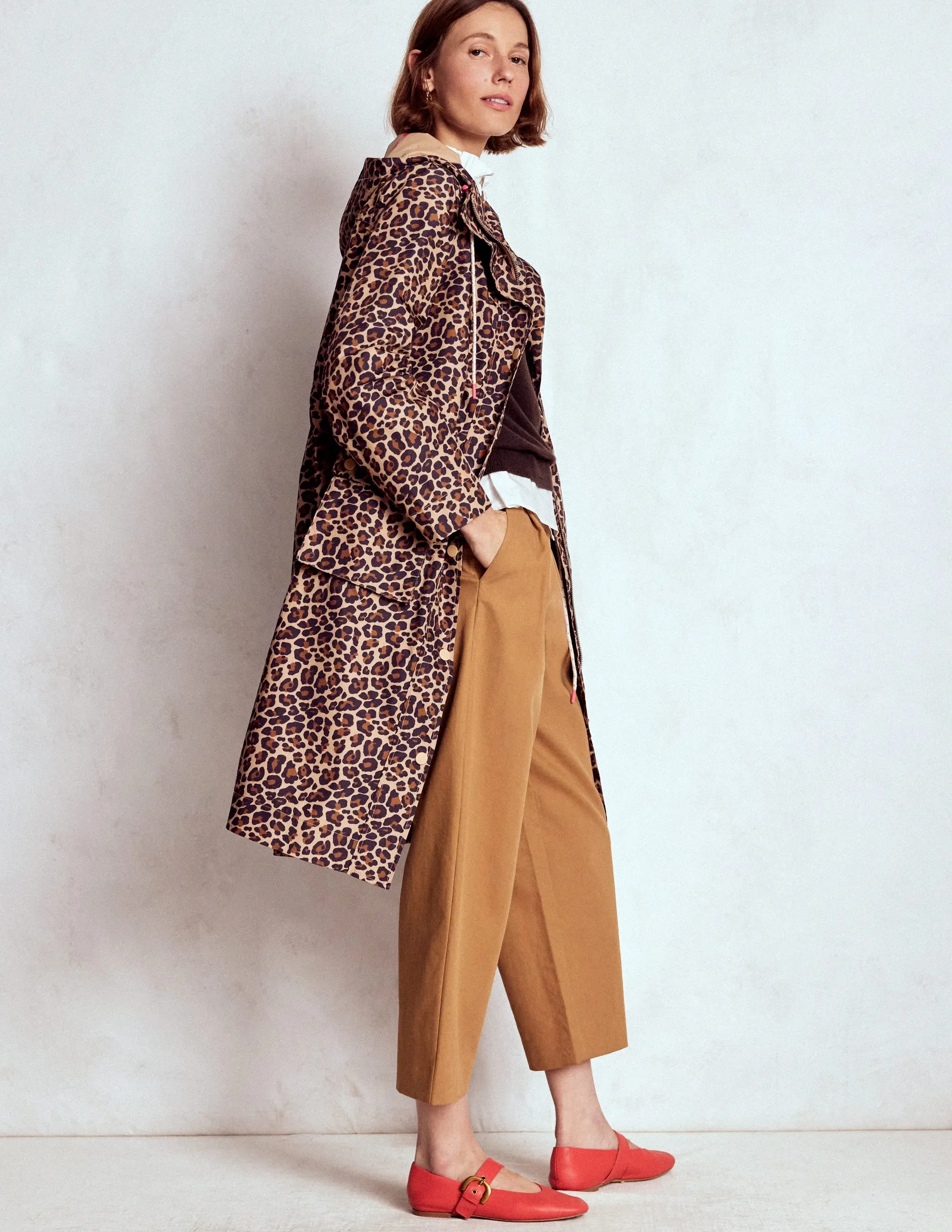 Effortless Look Longline Rain Mac-Multi, Cheetah Pop
