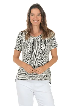 Ink Spot Striped 100% Cotton Boxy Tee Stay Cool Technology TearResistantWeave