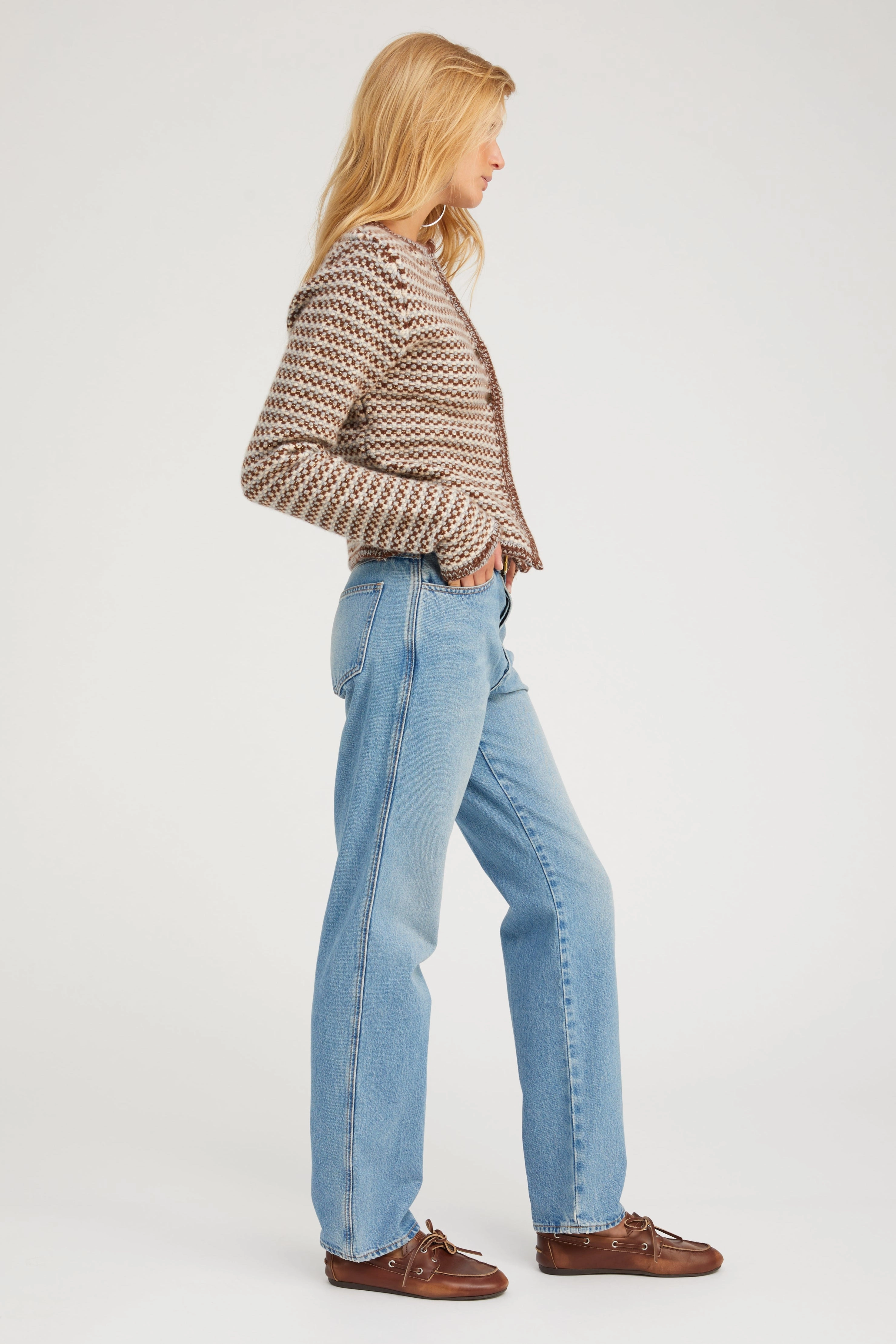 Grey Brown Cashmere Chunky Knit Cardigan Non Iron Fabric LightweightFabric