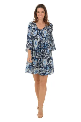 MoistureWickingTechnology Intricate Ruffled V-Neck Pleated Dress