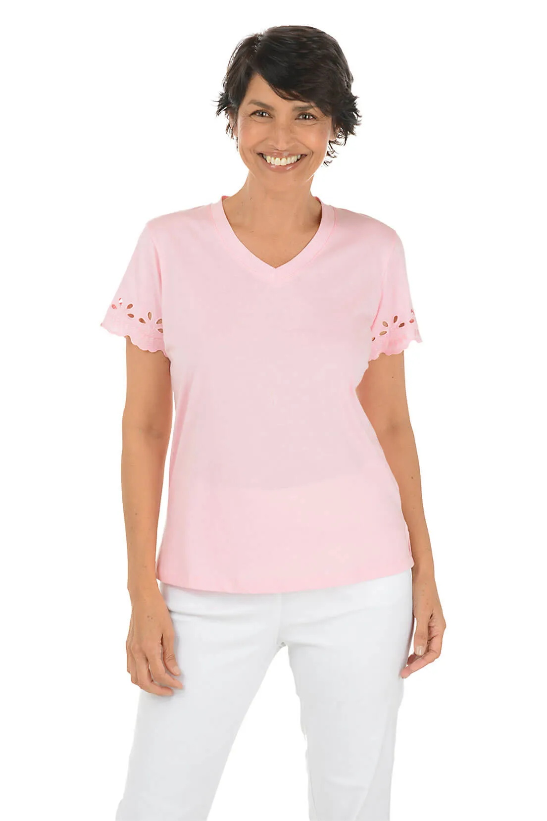 LightweightFabric Cutout Sleeve Tee