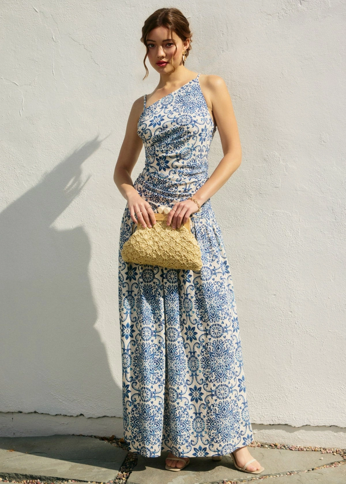 Elegant Layer IRIS AZALEA MOSAIC ONE-SHOULDER MAXI DRESS