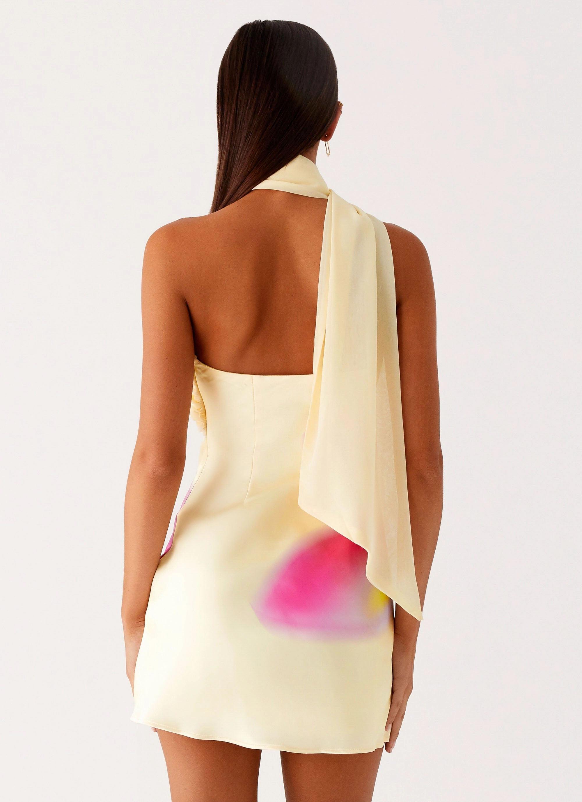 Isa Scarf Satin Mini Dress - Frangipani Yellow