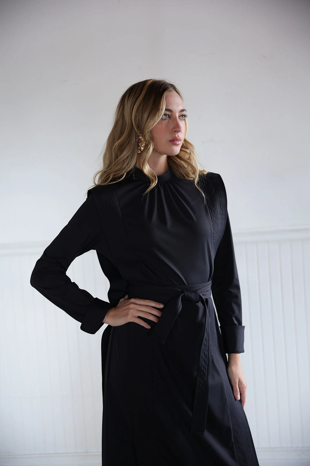 Issa Belted Midi Dress High Waist