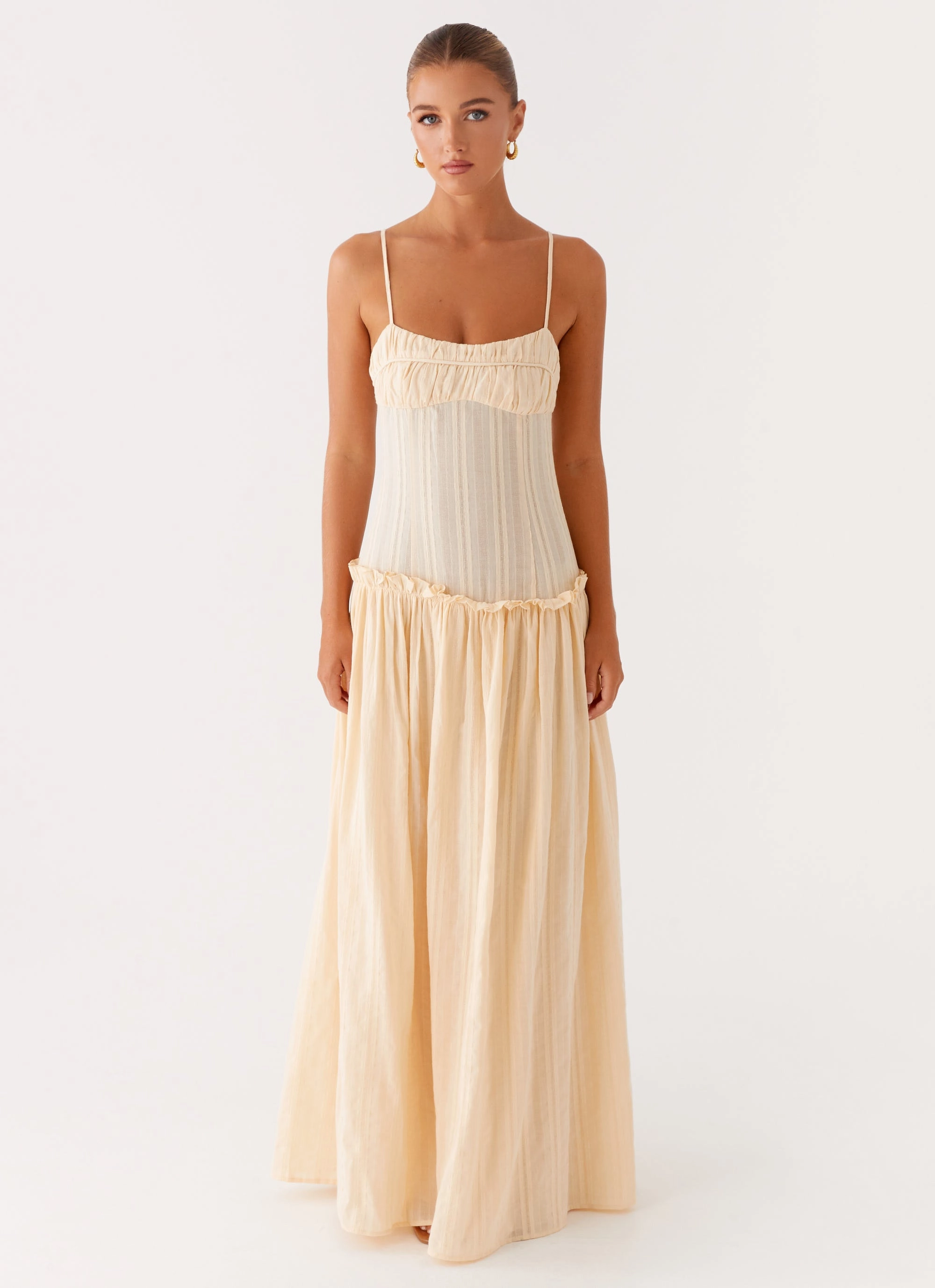 Jacinda Drop Waist Maxi Dress - Cream