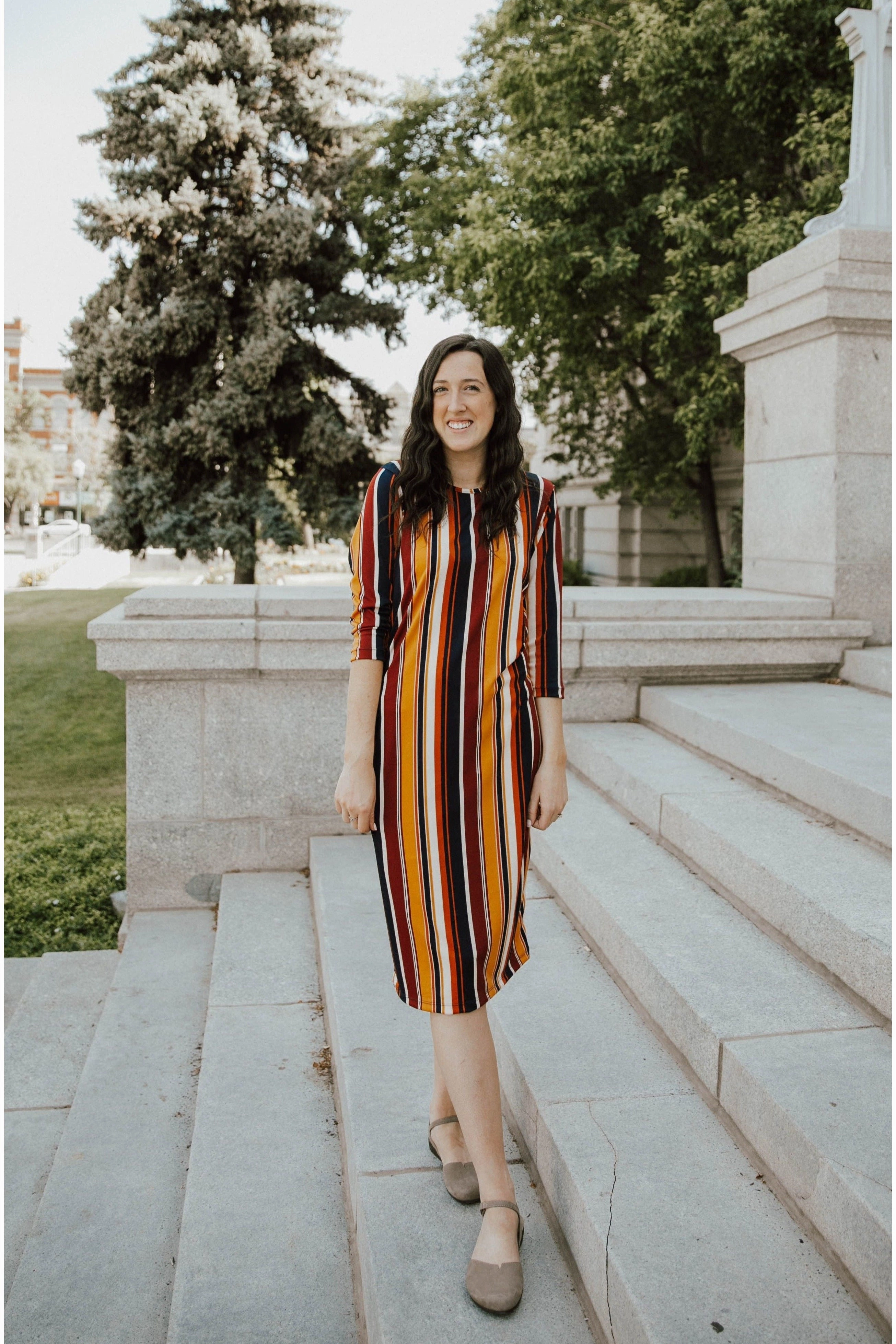 Anytime Wear Jadyn Dress Collegiate Multi-stripe