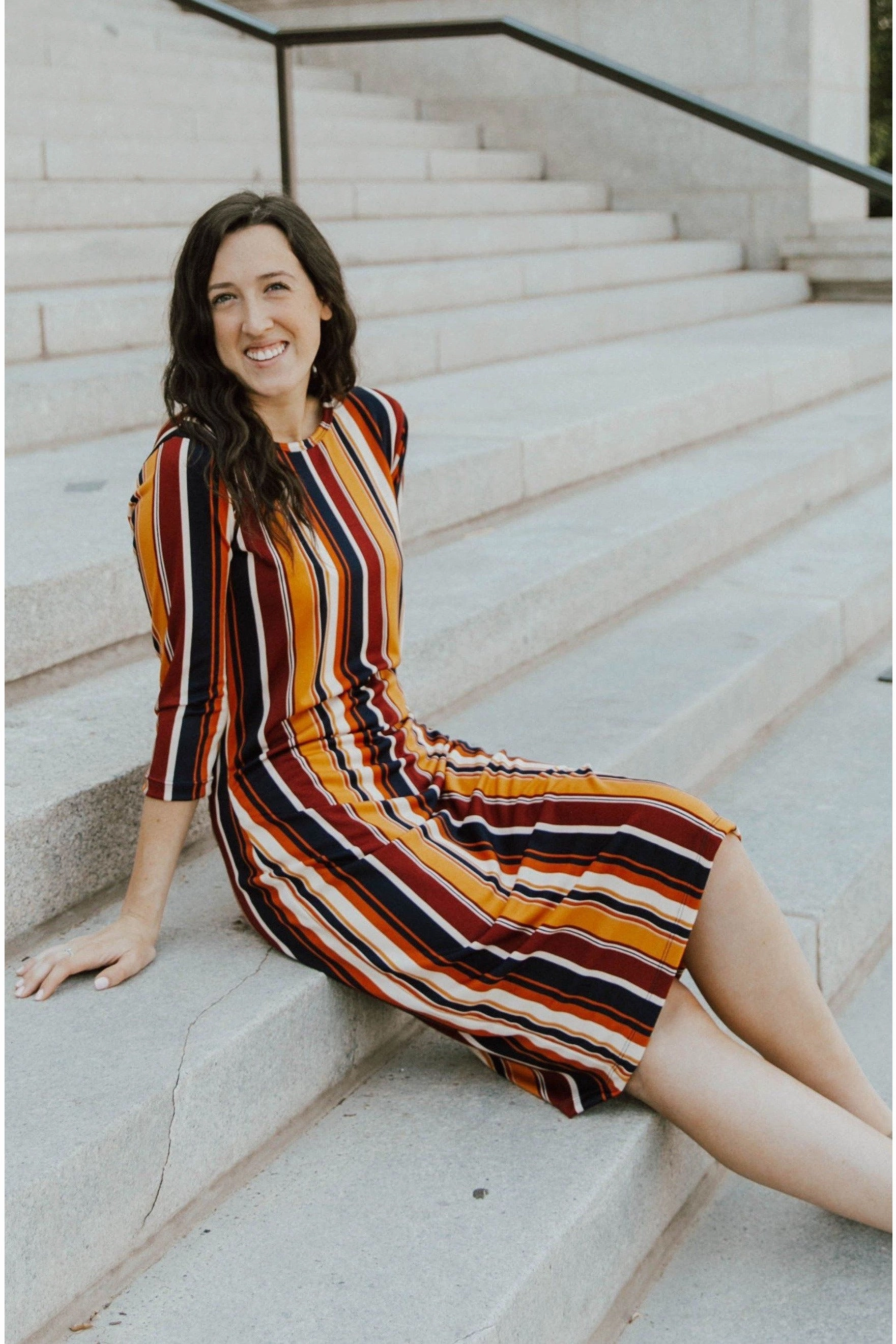 Jadyn Dress Collegiate Multi-stripe Cozy Vibes