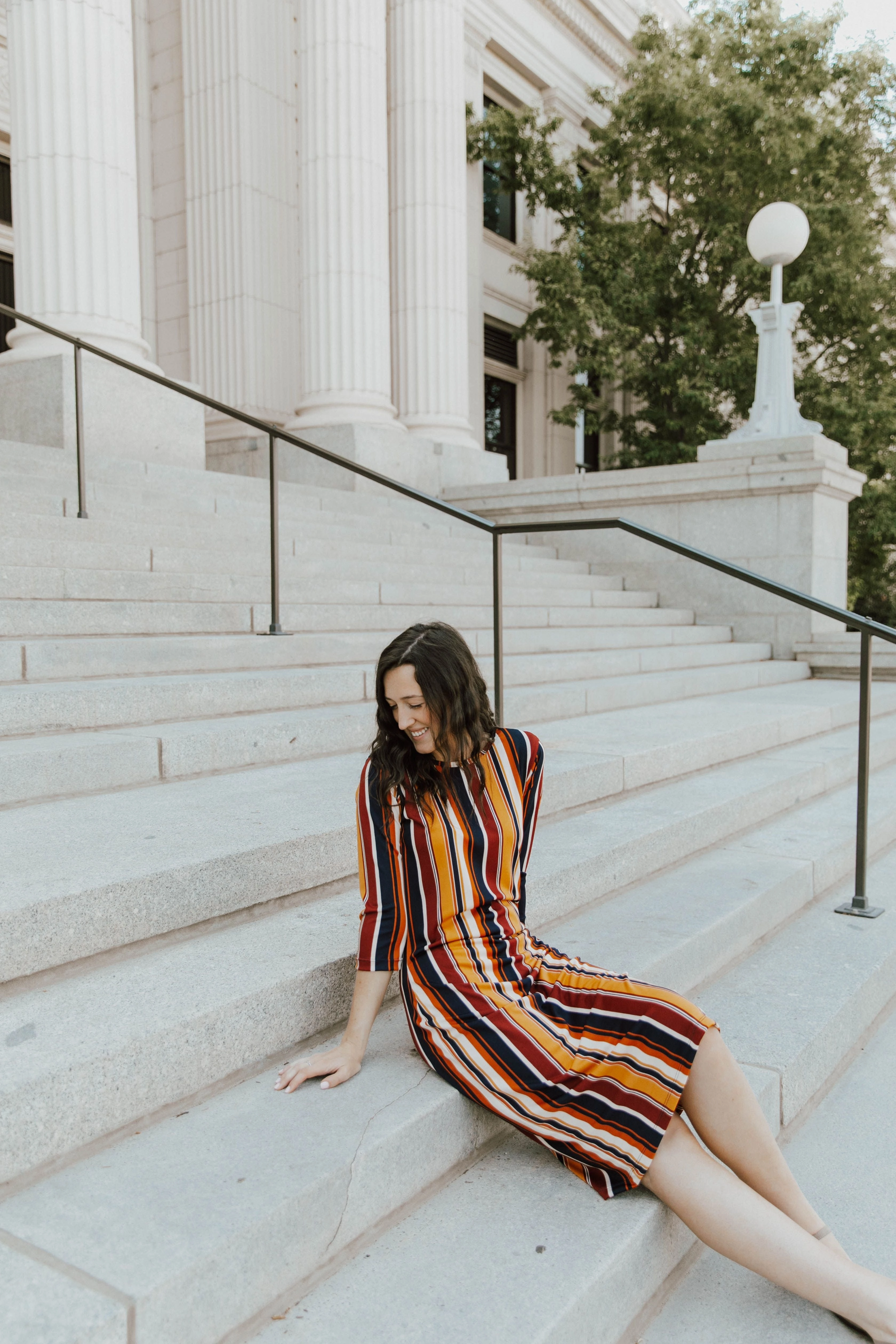 Flare Hem Jadyn Dress Collegiate Multi-stripe