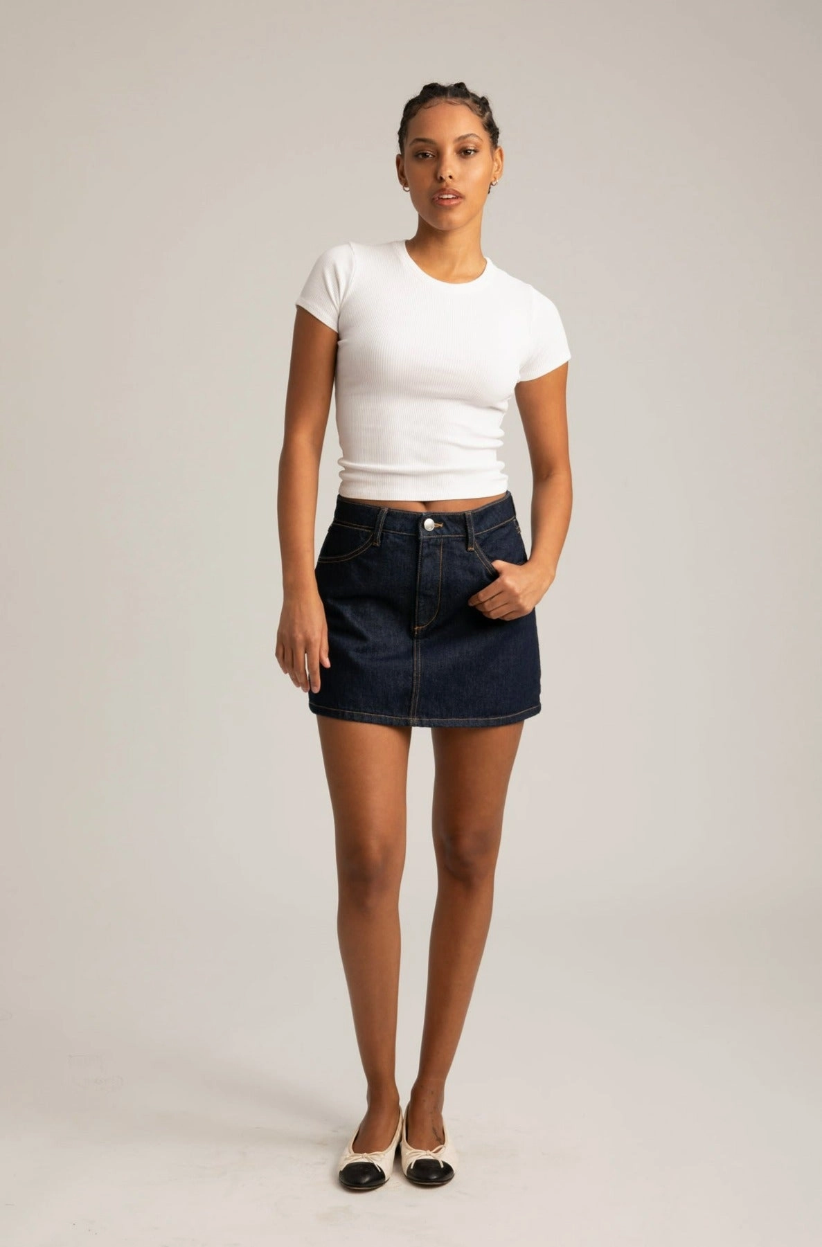 EasyClean Jane Denim A-Line Mini Skirt