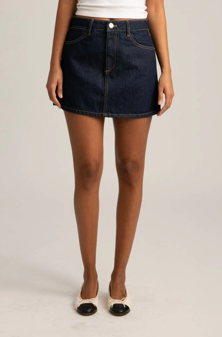 Jane Denim A-Line Mini Skirt DropShoulder