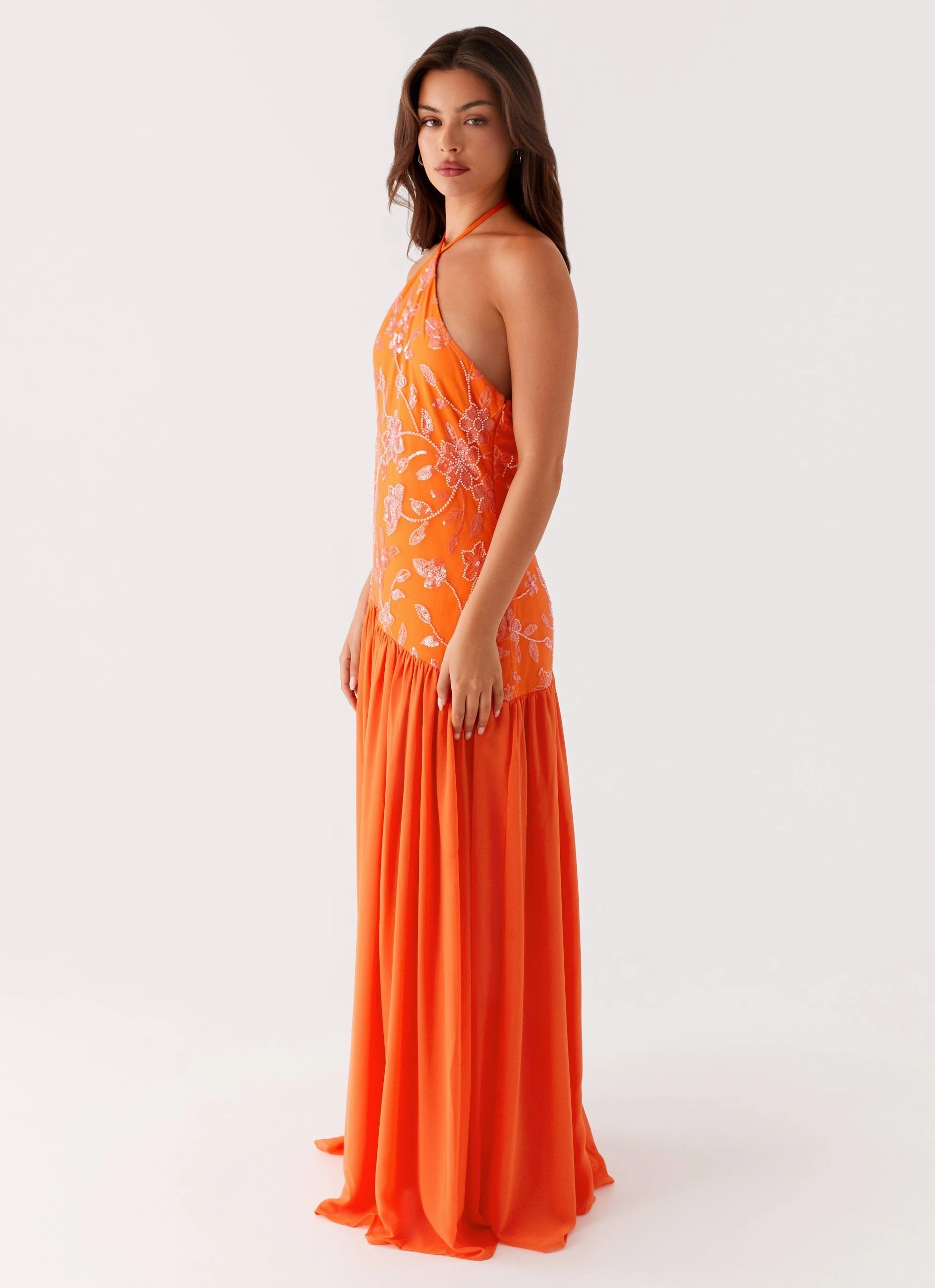 Janelle Beaded Maxi Dress - Orange
