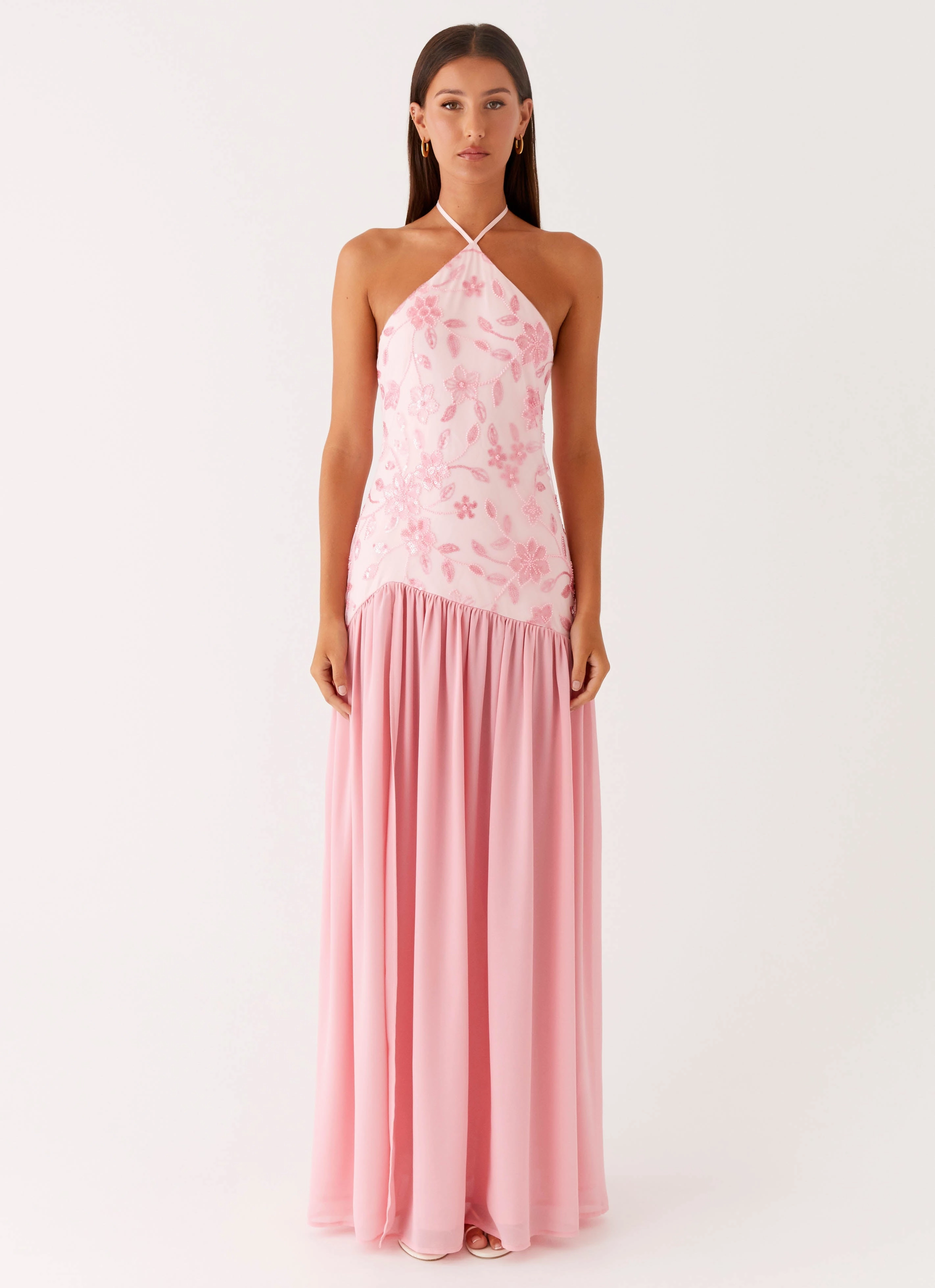 Janelle Beaded Maxi Dress - Pink