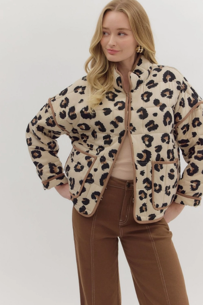 Janice Quilted Leopard Jacket Comfortable Feel