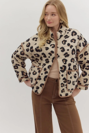 Janice Quilted Leopard Jacket Comfortable Feel