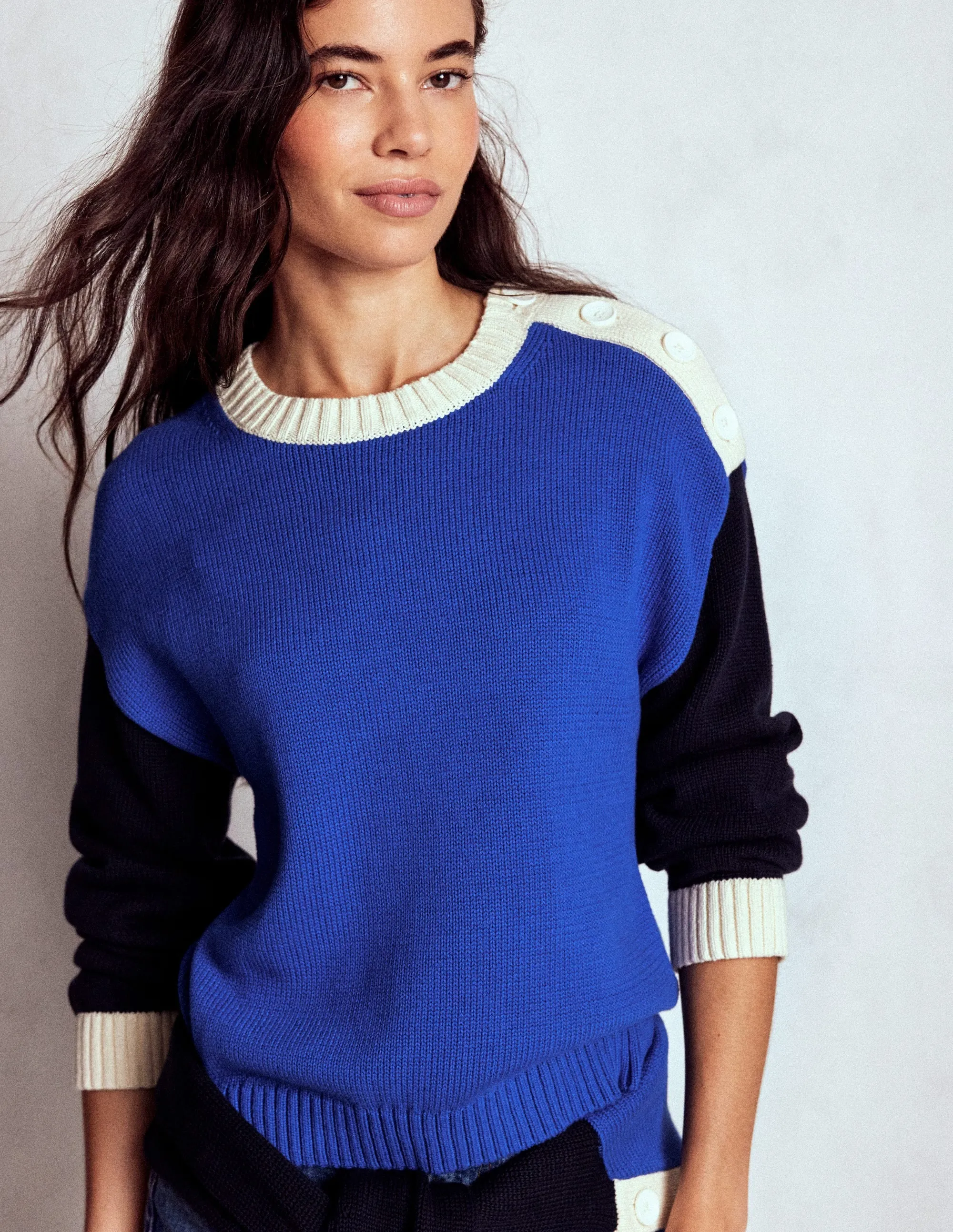 EcoFriendly Textile Simple Comforted Jemma Chunky Cotton Jumper-Bright Blue