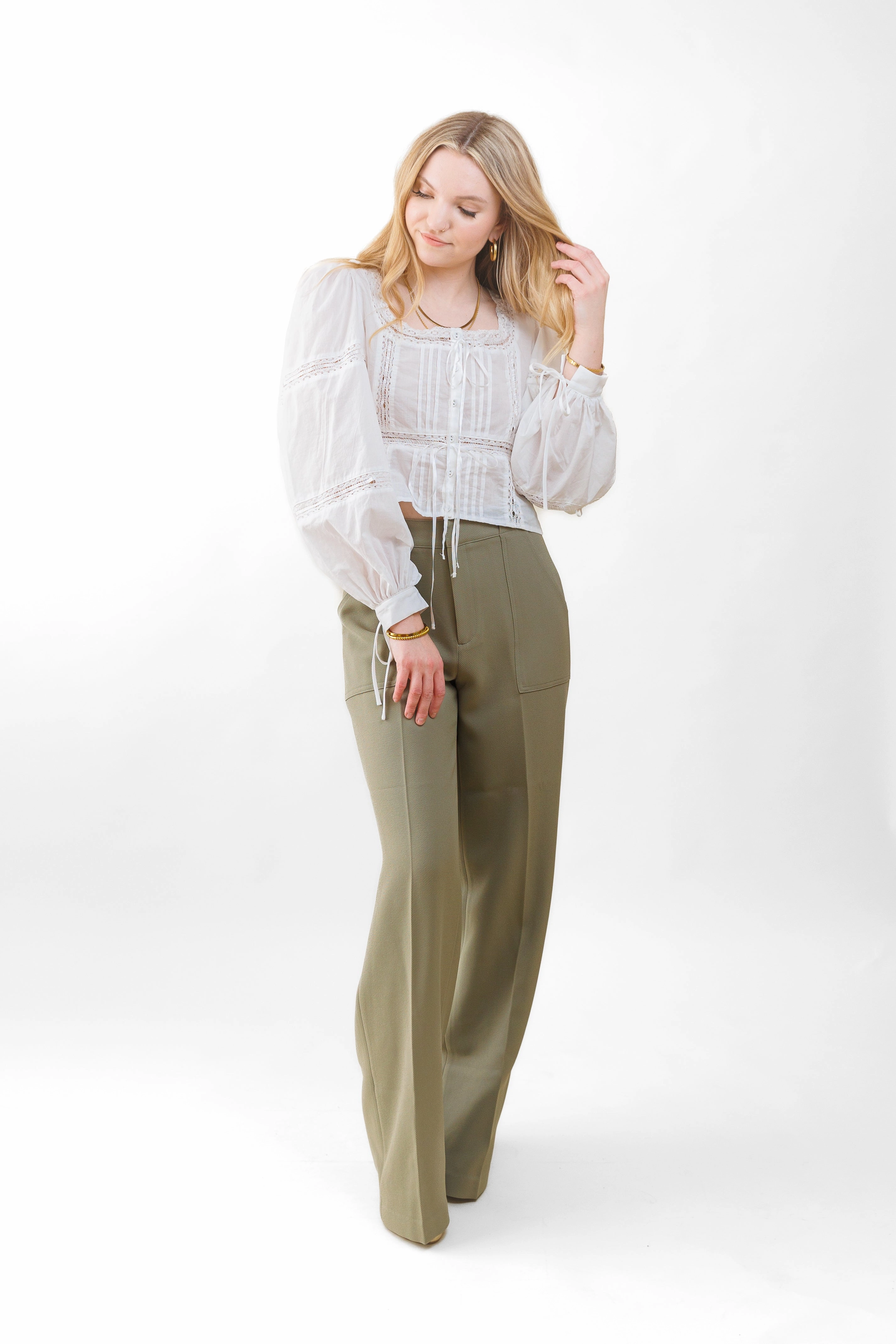 Odor Control Treatment JENNA TEXTURED WIDE-LEG PANTS