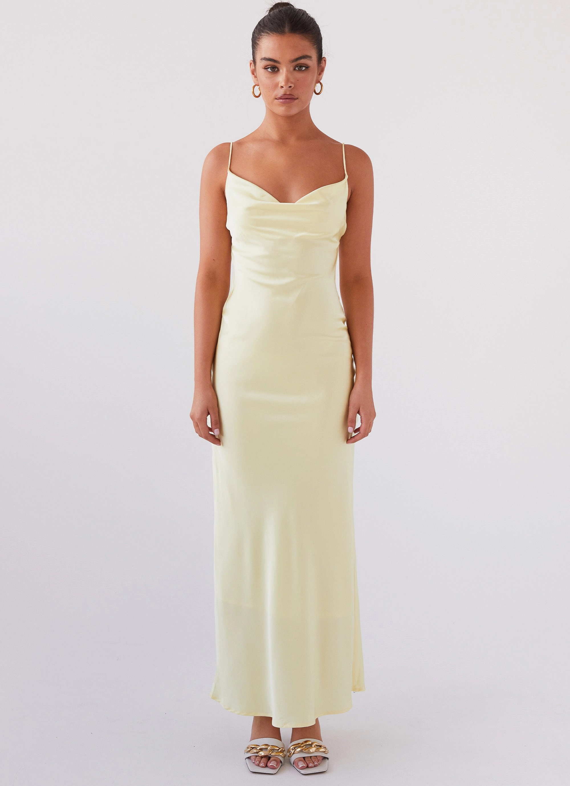Joanna Satin Maxi Dress - Lemon