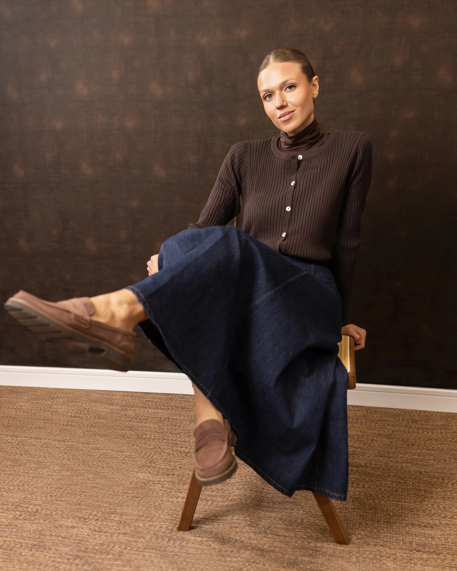 Mid Rise Jules Denim Panel Skirt