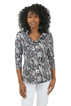 Jungle Safari Ruffle Neck UPF50  Top Mesh Panel Details