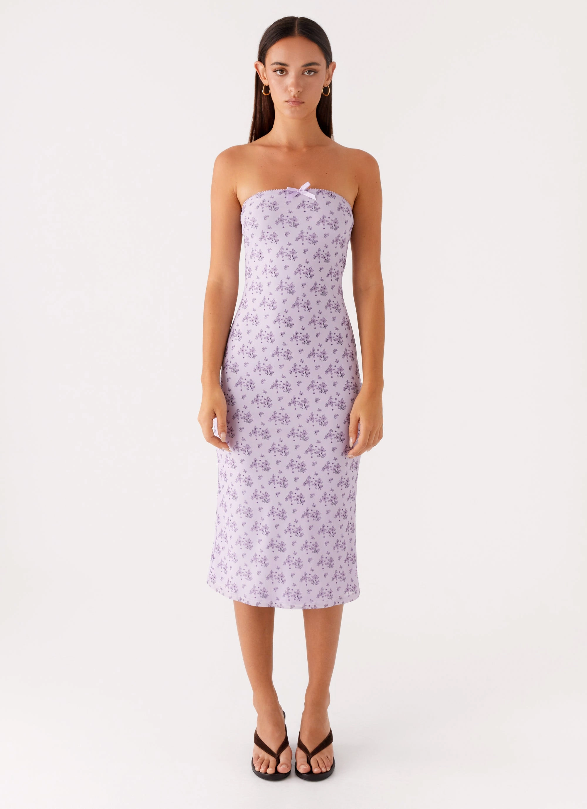 Keila Strapless Midi Dress - Lavender Meadow