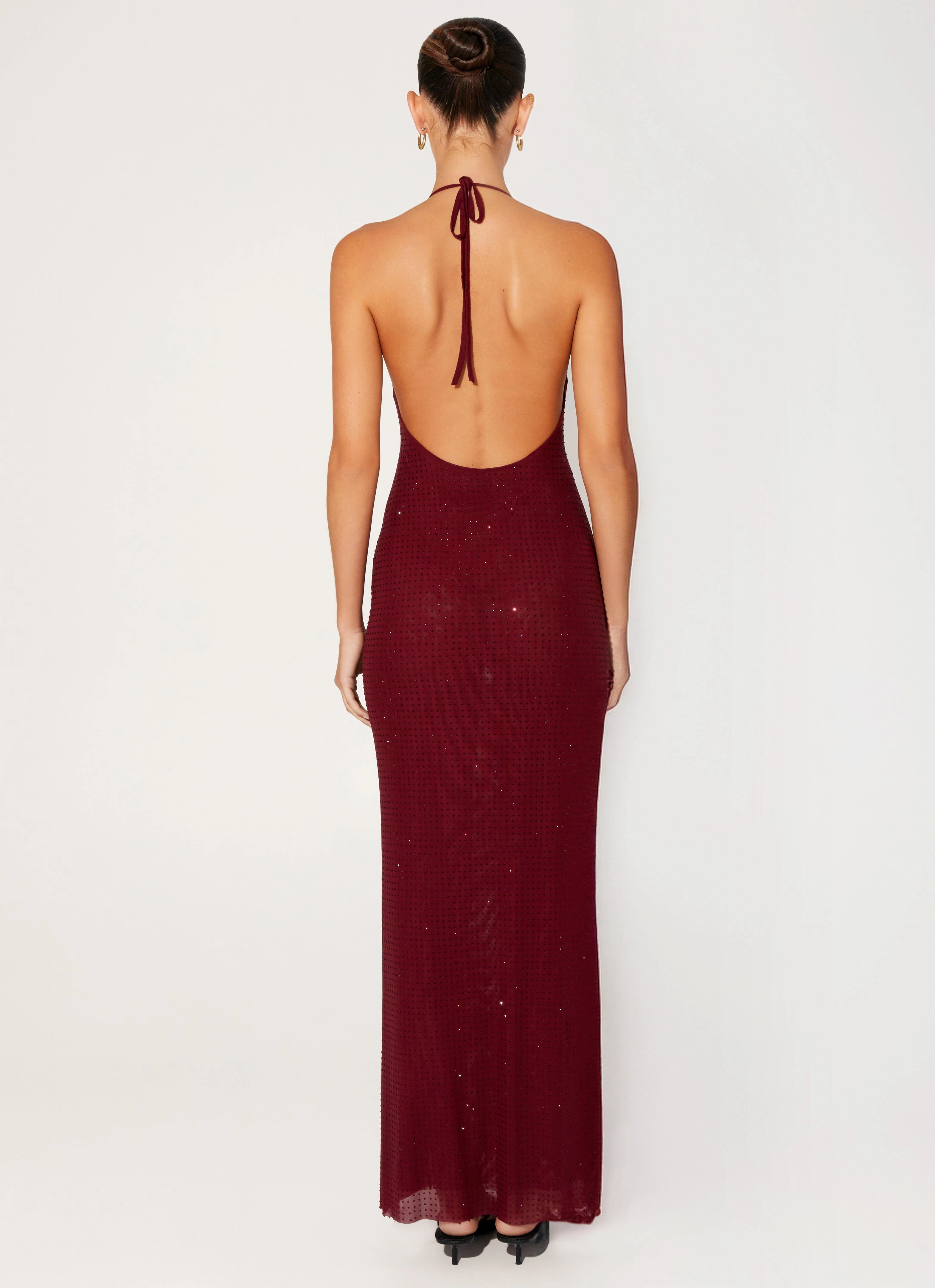 Keliese Beaded Maxi Dress - Burgundy