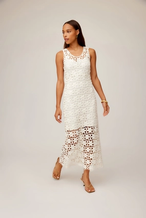 Kelsie Crochet Dress Ivory Lightweight warm-weather dress museum visit