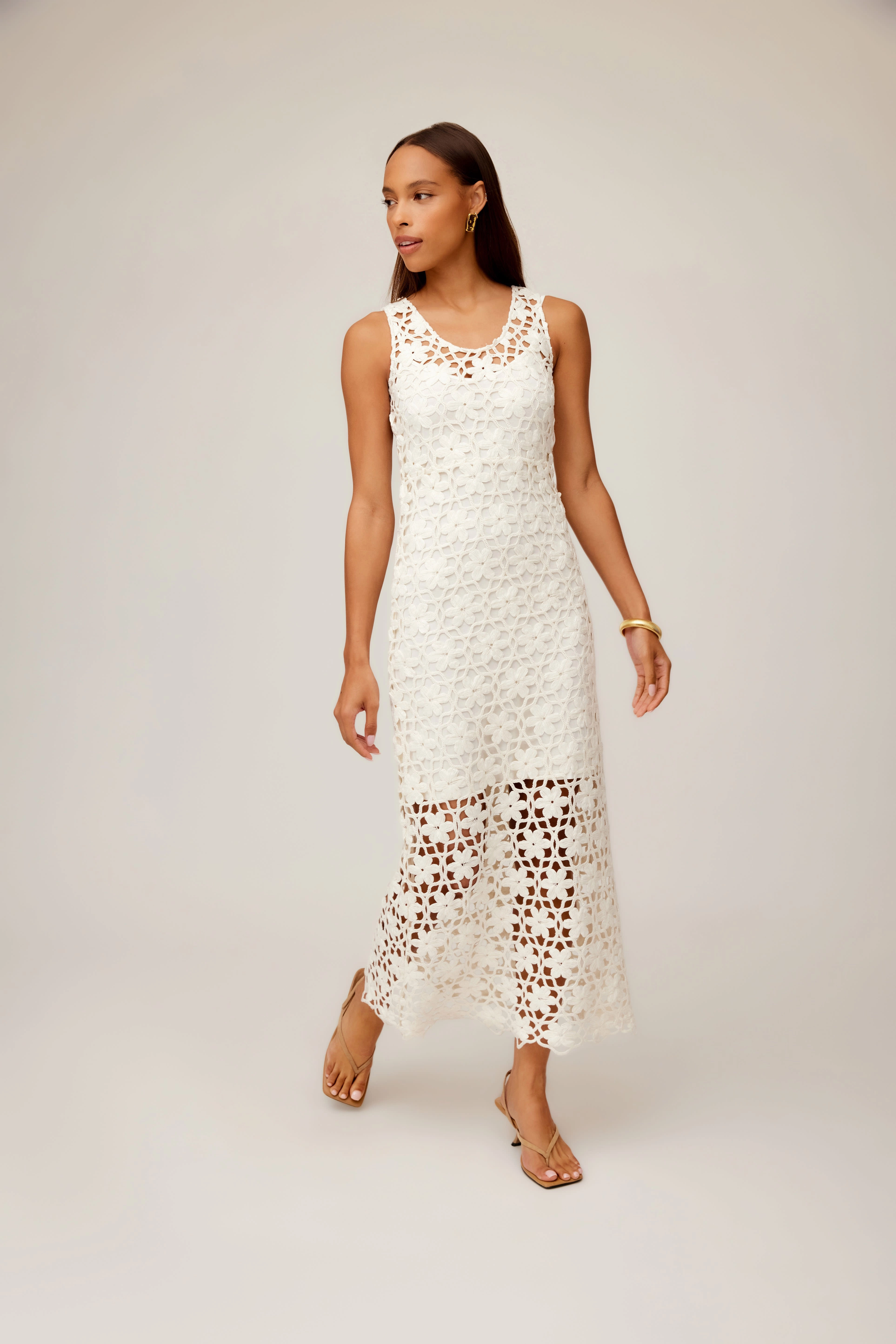 Kelsie Crochet Dress Ivory Lightweight warm-weather dress museum visit