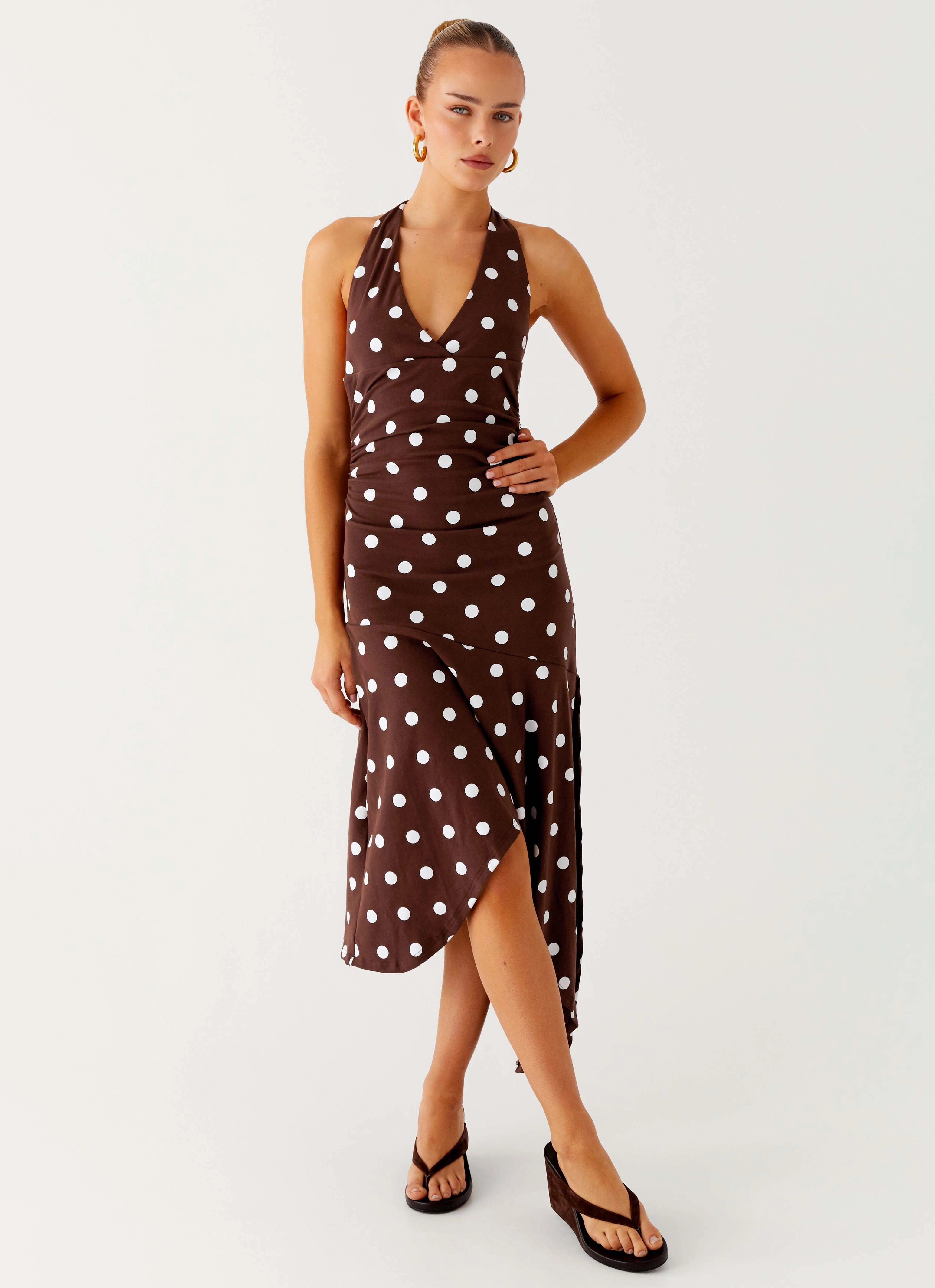 Keylani Halter Midi Dress - Chocolate