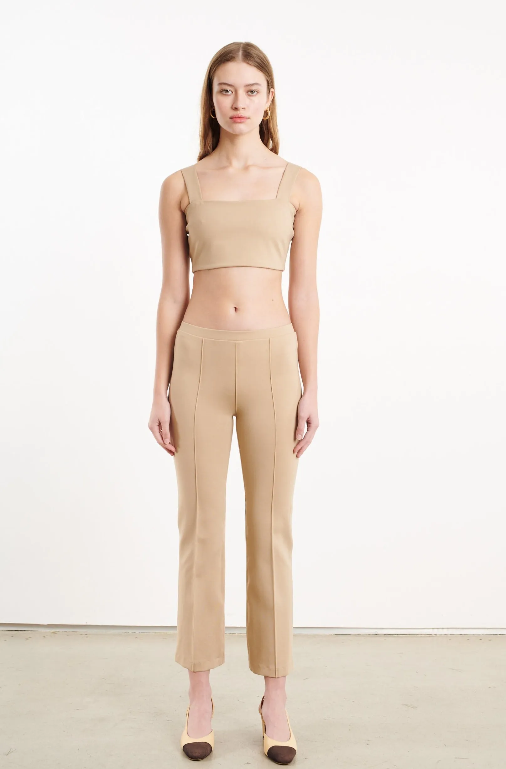 Khaki Casanova Pintuck Ankle Flare No Sagging Modern Wear