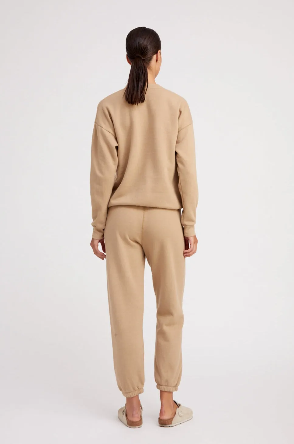 Self Fabric Tie Closure MultiLayer Stitching Khaki Heart Sweatpants