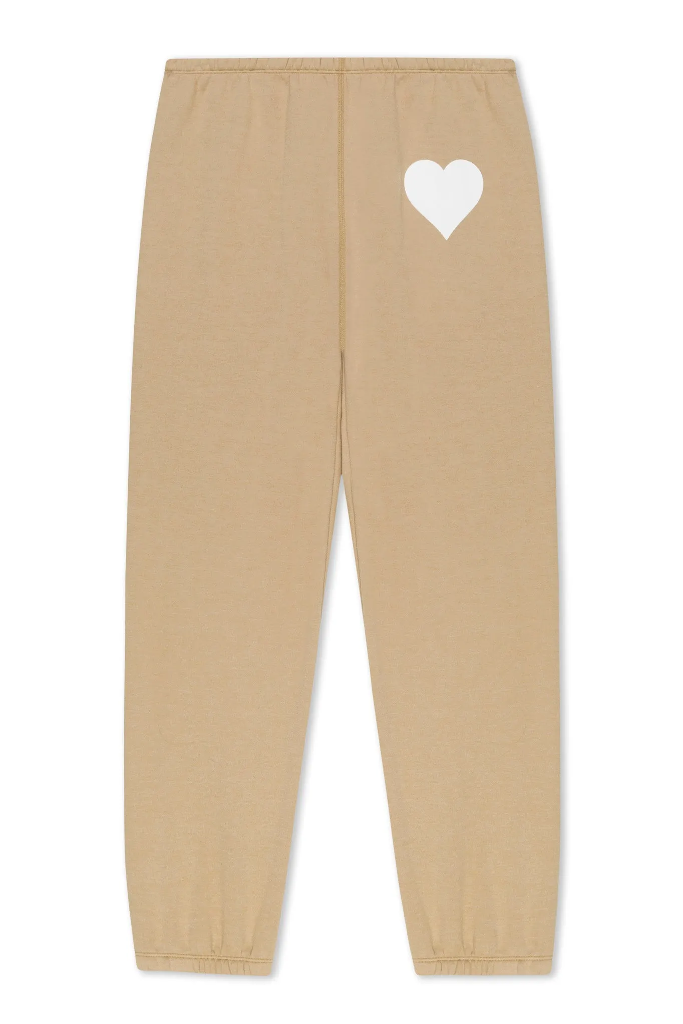 Khaki Heart Sweatpants Adjustable Cuffs Stretch Fabric
