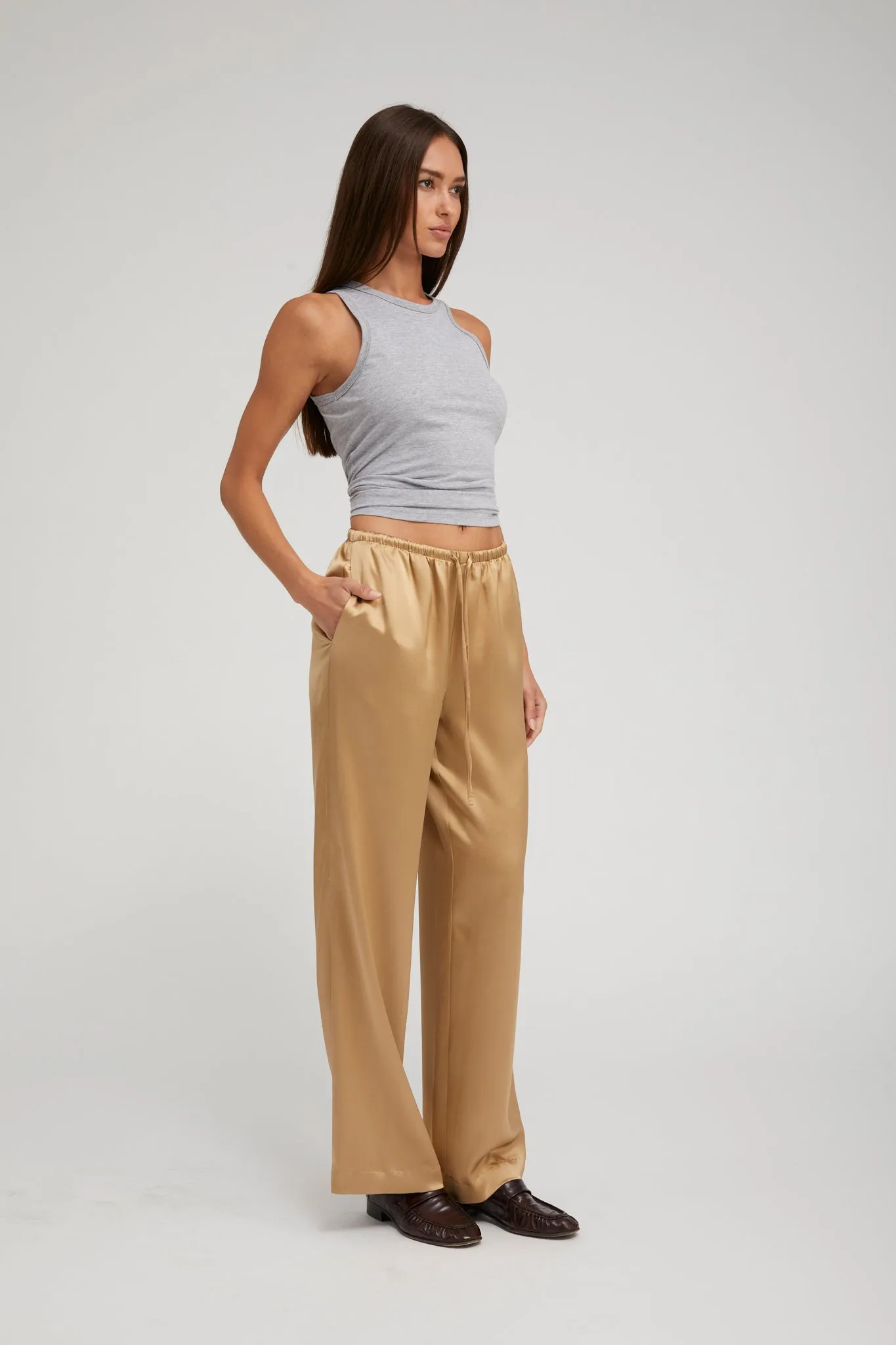 ExtendedSizeRange Comfy Feel Khaki Silk Kauai Pants