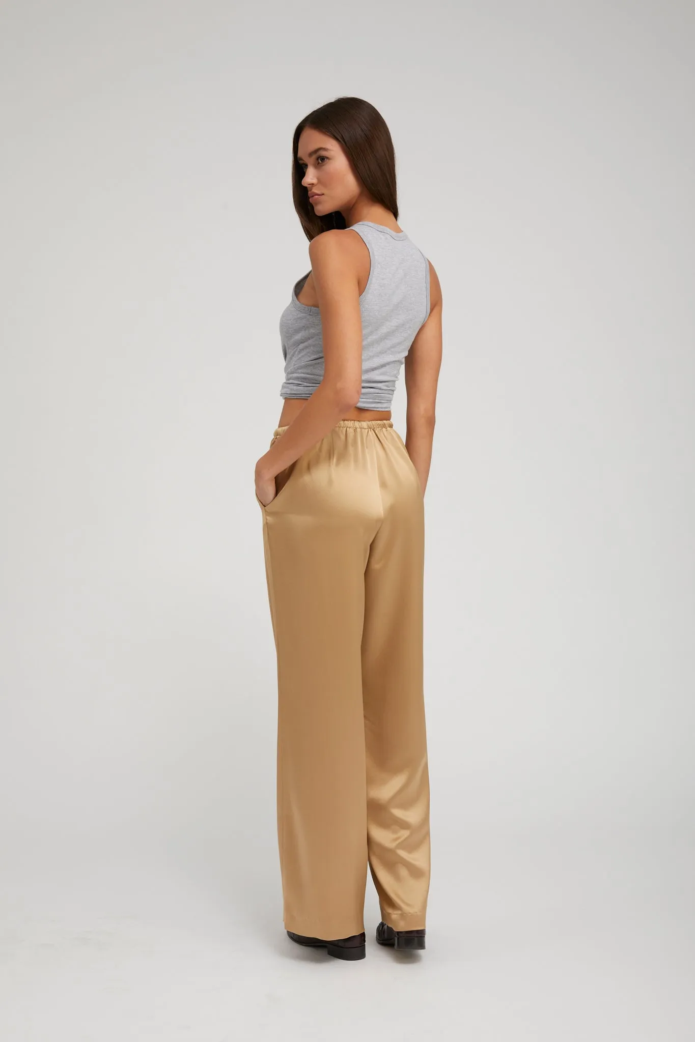Durable Seam Construction Tangle Free Cuffs Khaki Silk Kauai Pants