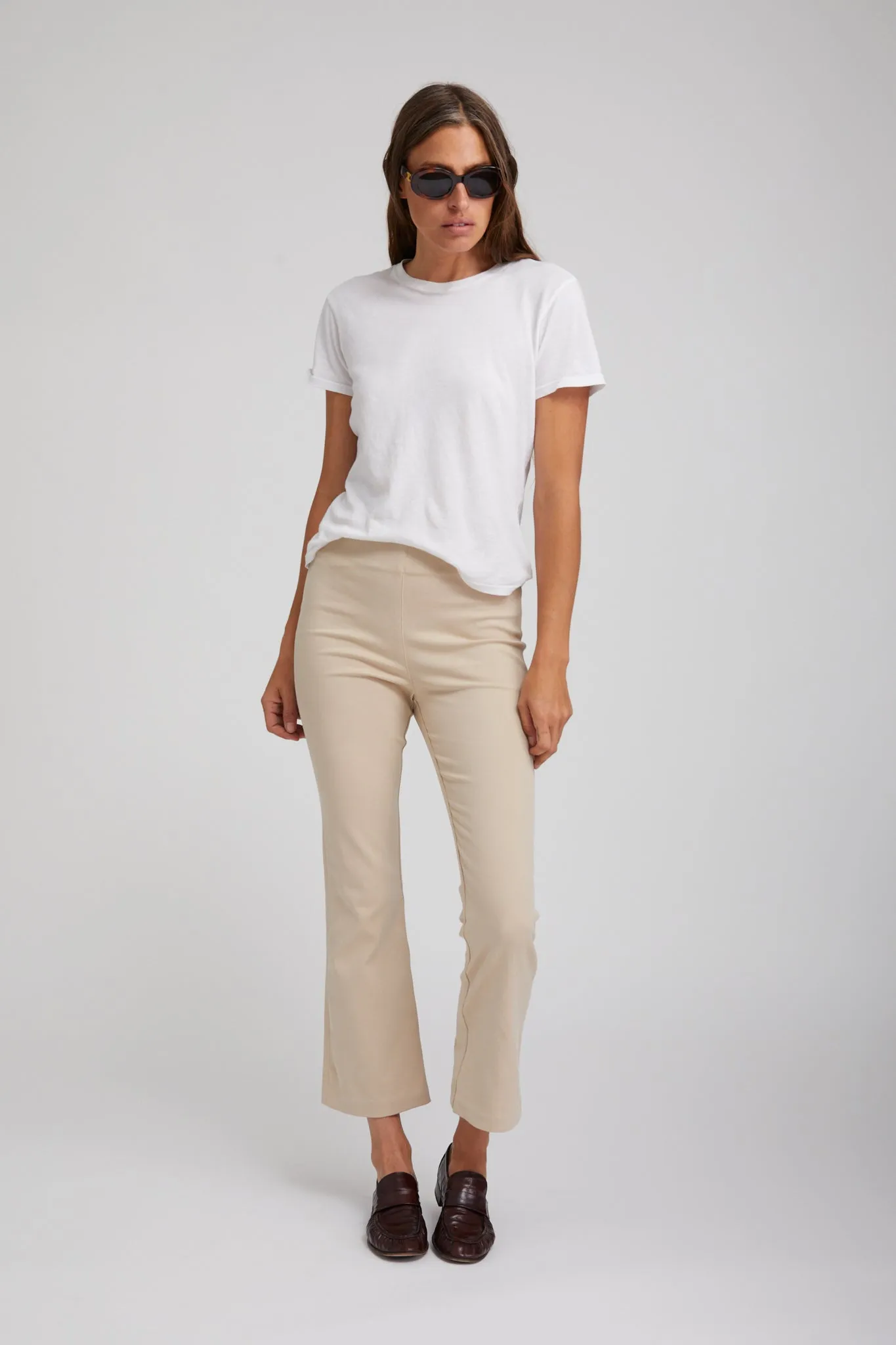 Slim Look Fit Khaki Twill Crop Flare